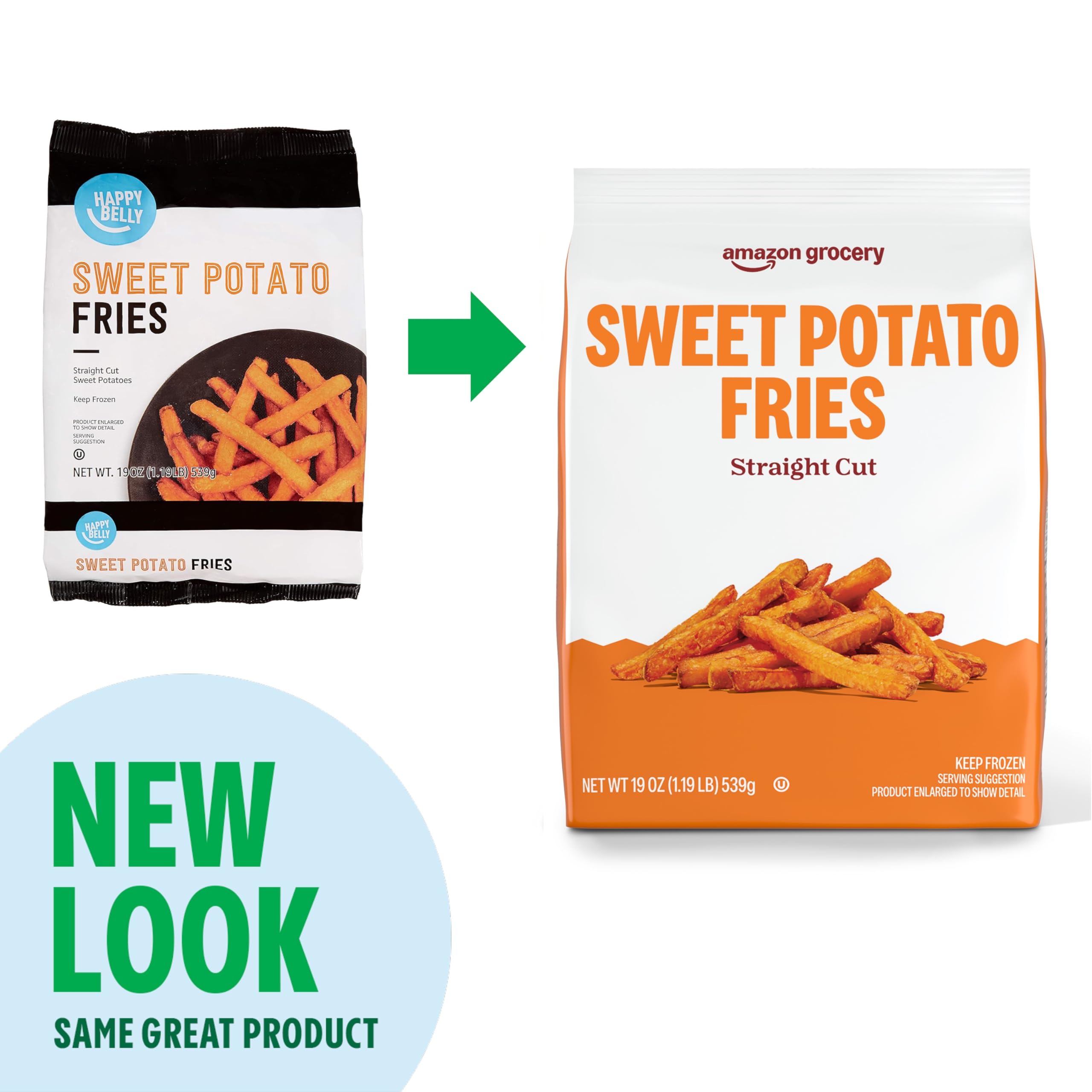 Amazon Grocery Sweet Potato Straight Cut Fries 19 Oz Frozen Previously Happy Belly Packaging May Vary — view 3