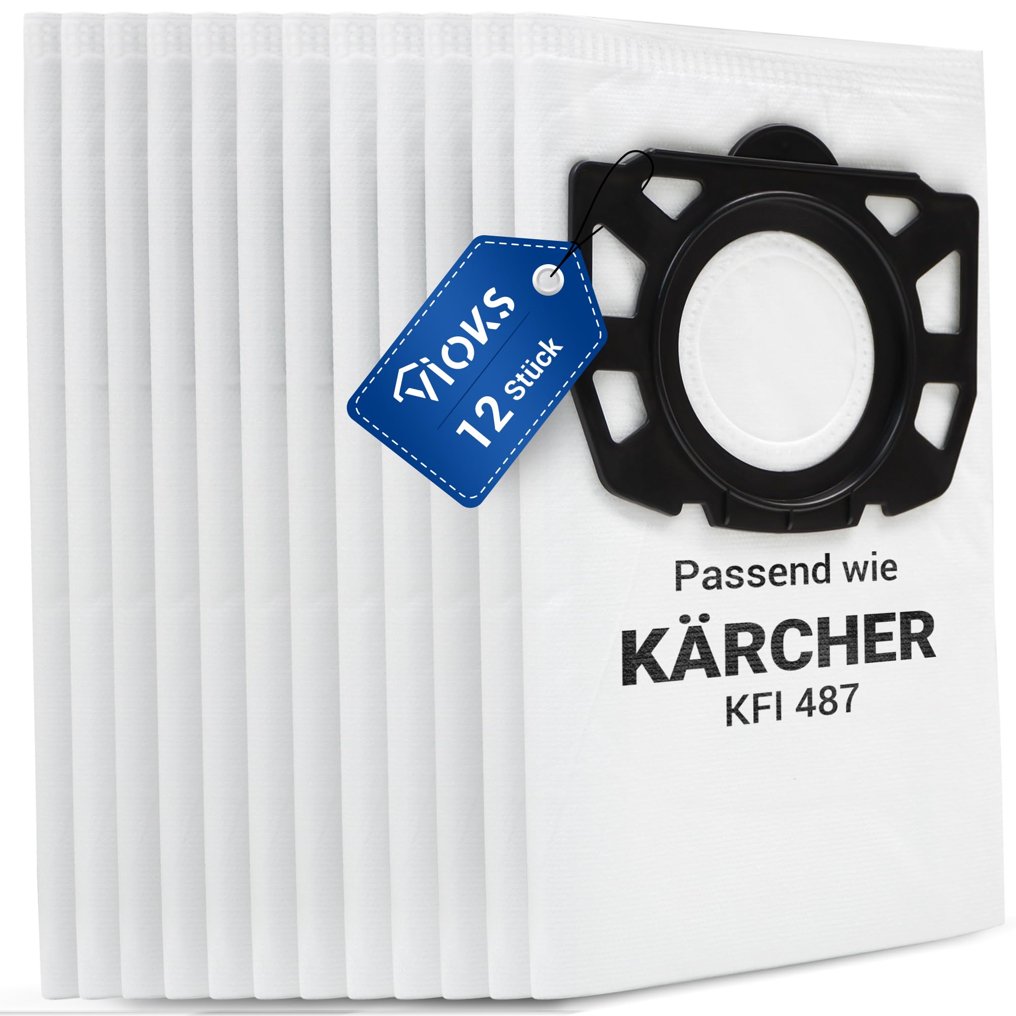 VIOKS Lot de 10 sacs d'aspirateur de rechange pour Kärcher 2.863-006.0 - Sacs d'aspirateur en non-tissé pour Kärcher WD4, Kärcher WD5, Kärcher WD6 - Accessoires pour aspirateur sec et humide Kärcher
