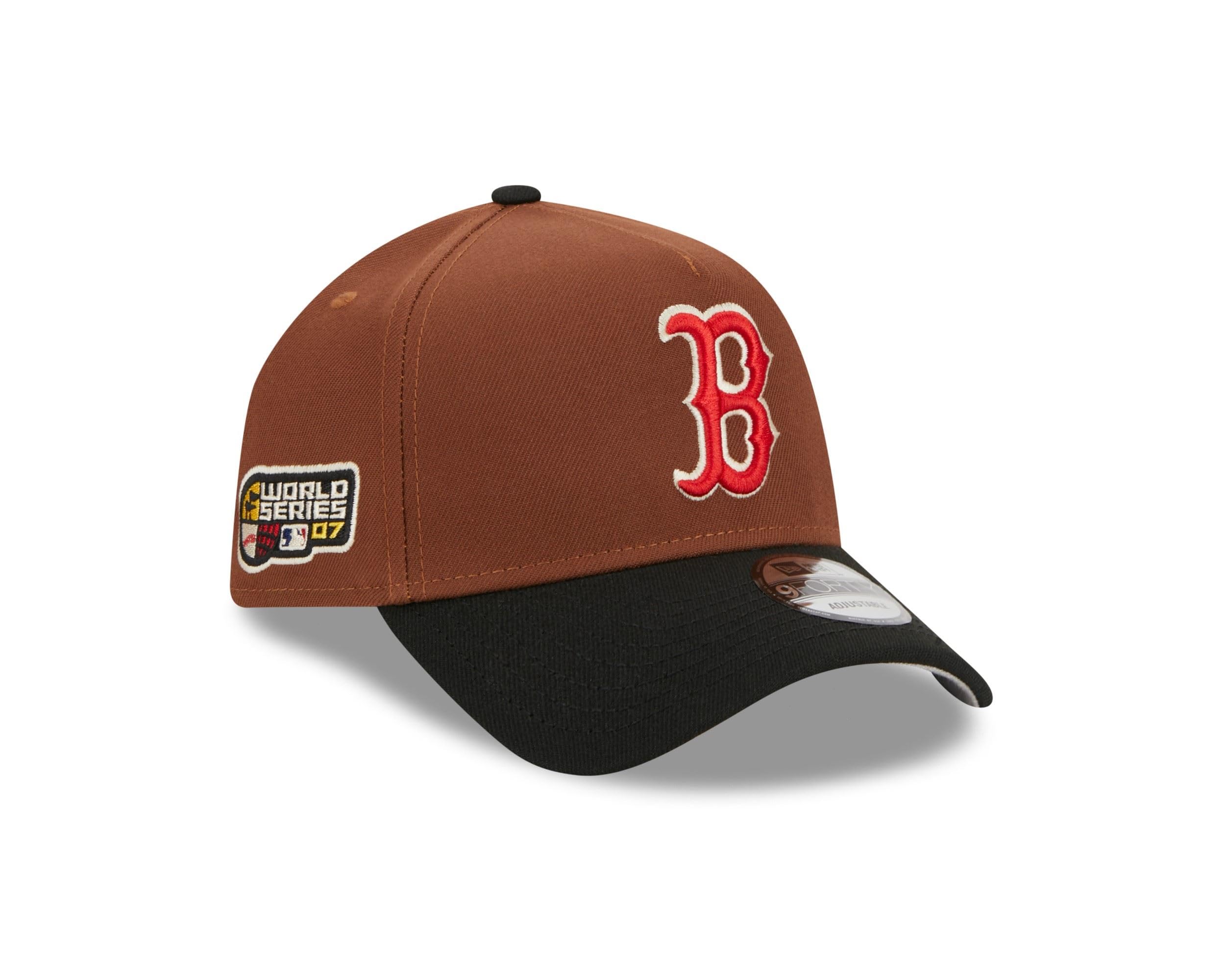 New Era Men's 940-Red-Sox-Brown-Black-#32411 Boston Red Sox Mlb Harvest World Series 2007 Brown Black 9Forty A-Frame Snapback Cap - One-Size