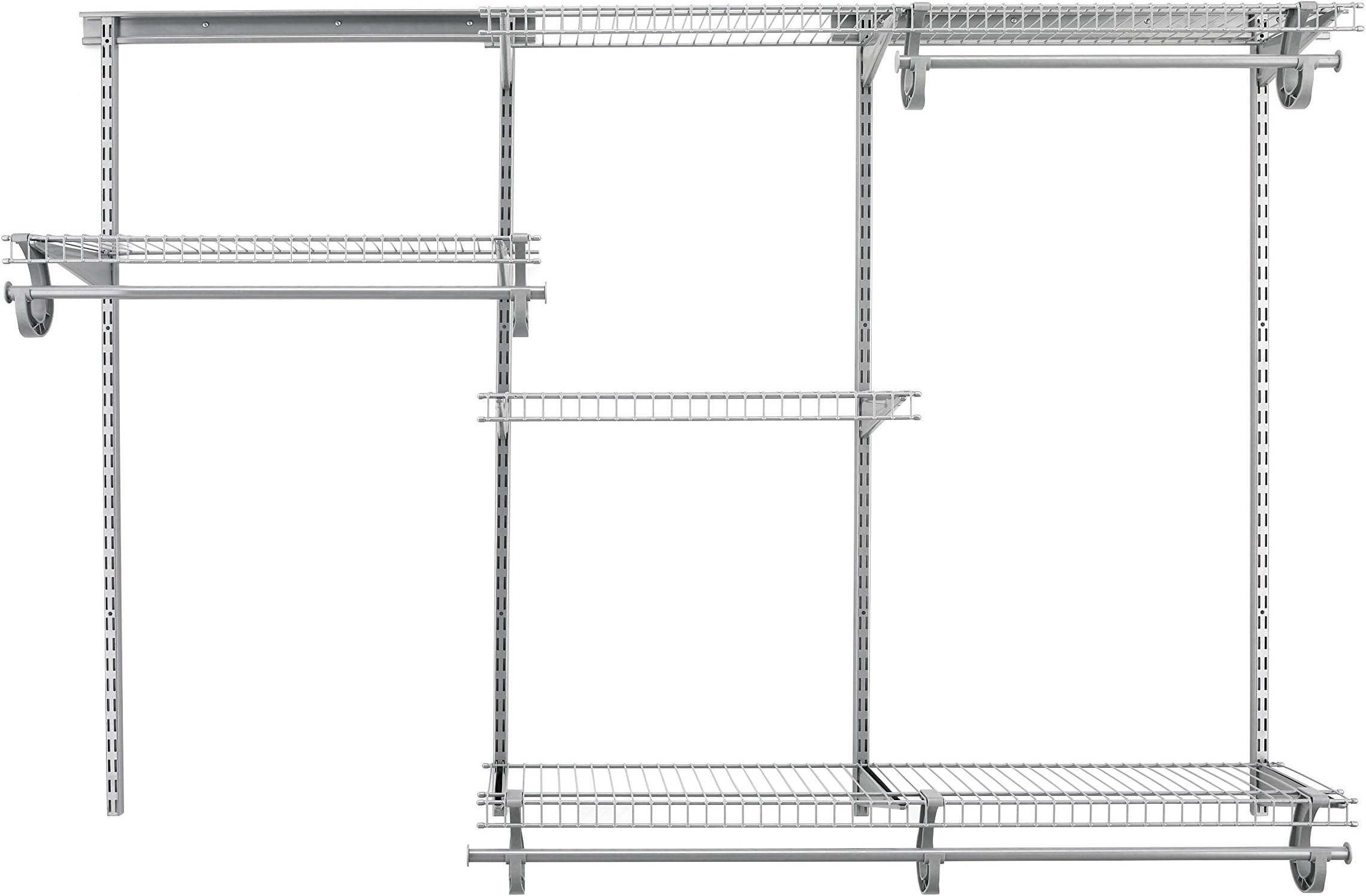 ShelfTrack Wire Closet Organizer System, Adjustable from 4 to 6 Ft., with Shelves, Clothes Rods, Hardware, Durable Steel, Satin Chrome