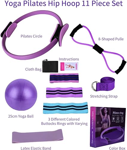 Miniatura 2 de Kit de equipo de pilates para mujer, mejor kit de yoga y pilates para entrenamientos en casa con anillo de pilates y juego de pelotas, bandas de