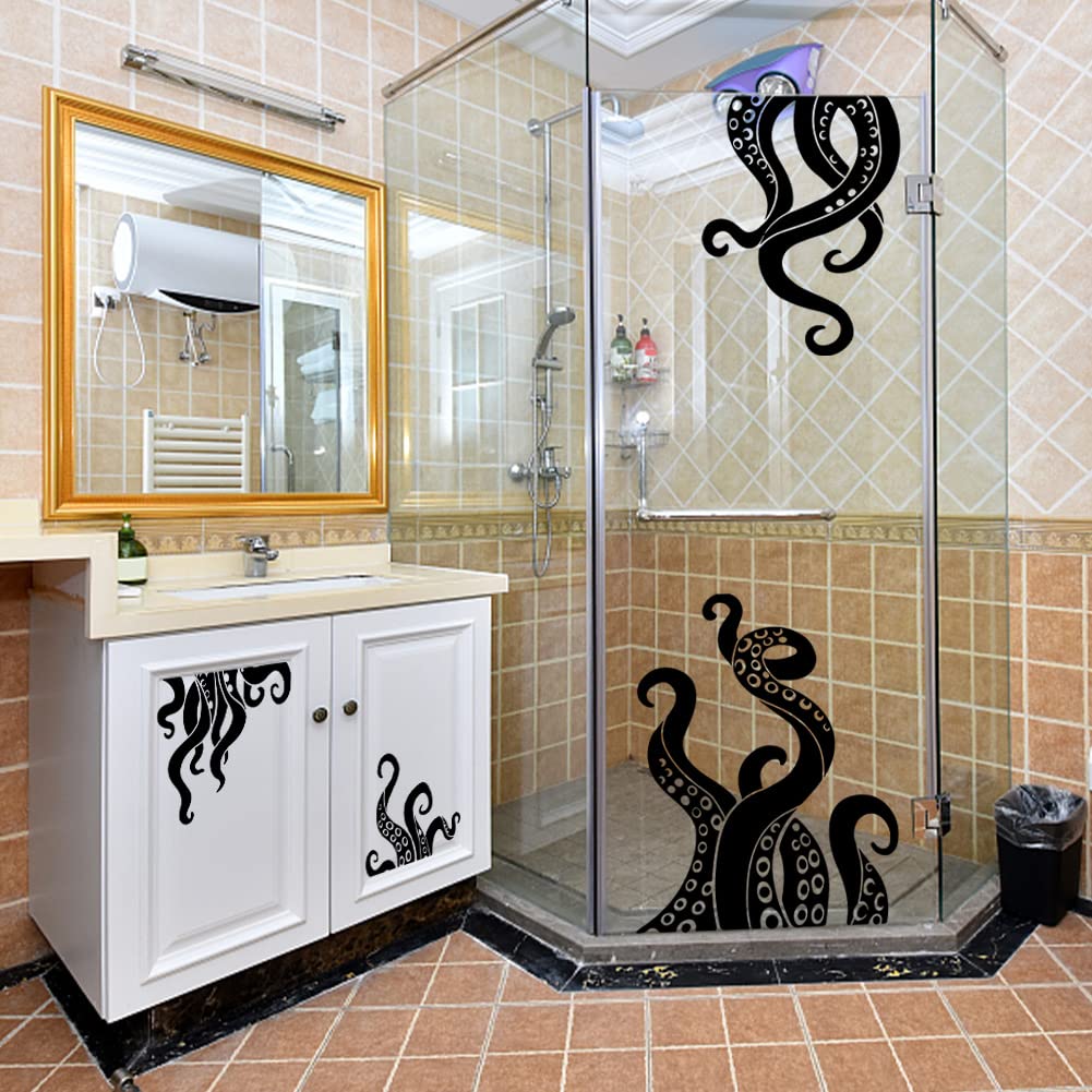 SUPERDANT Tentacoli di Polpo Nero Decorazioni Da Parete Animali Marini Adesivo Murale Home Art Decor Vinyl Wall Art Decal Octopus Decor per Bagno Vasca Da Bagno Adesivi per Decorazioni Da Parete