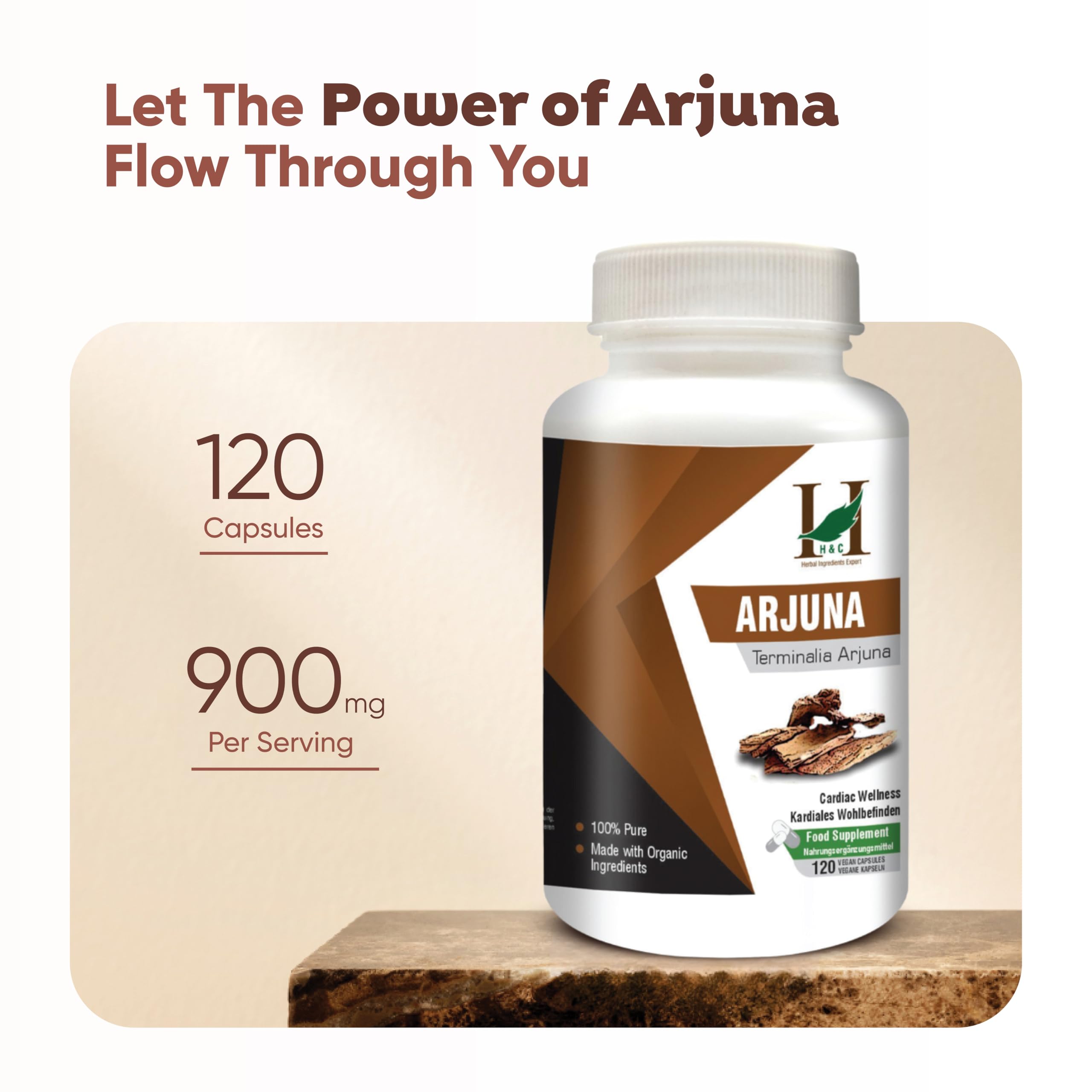 H&C Arjuna Kapseln (Terminalia arjuna) – 450 mg, 120 Stück | für gesundes Herz