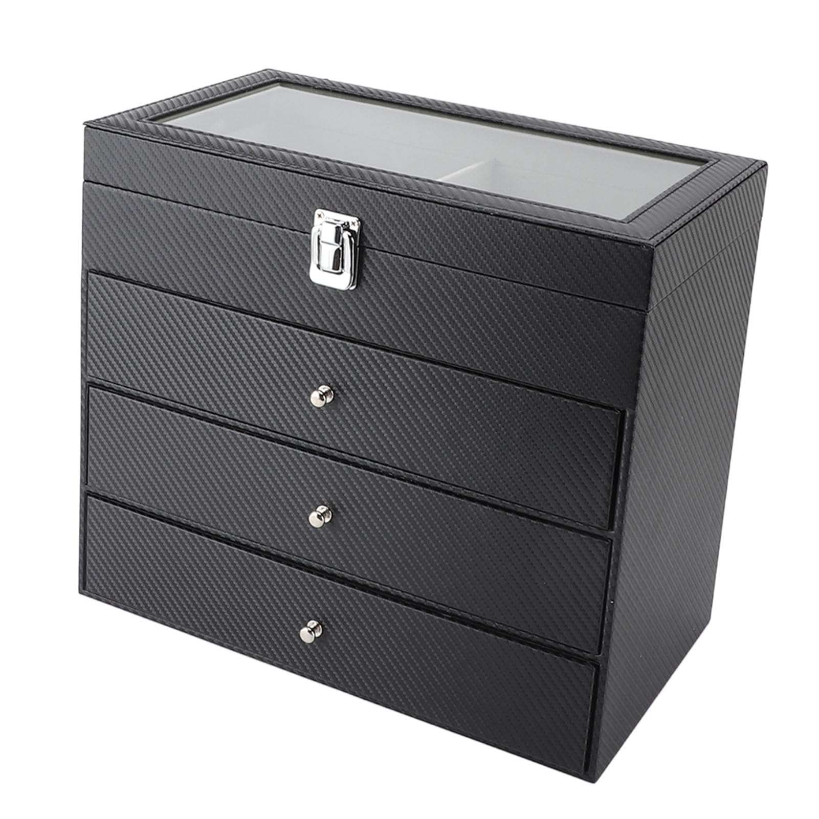 Organizer na Okulary Przeciwsłoneczne, 4 Warstwy, 27 Przegródek Organizer na Okulary z Włókna Węglowego, Uchwyt Przeciwsłoneczne z szarą aksamitną wyściółką, Duża pojemność dla Domowych