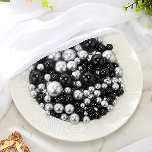 Jadive 200 cuentas de perlas para relleno de jarrón, sin agujero, jarrón de perlas de maquillaje para soporte de brochas para decoración del hogar,