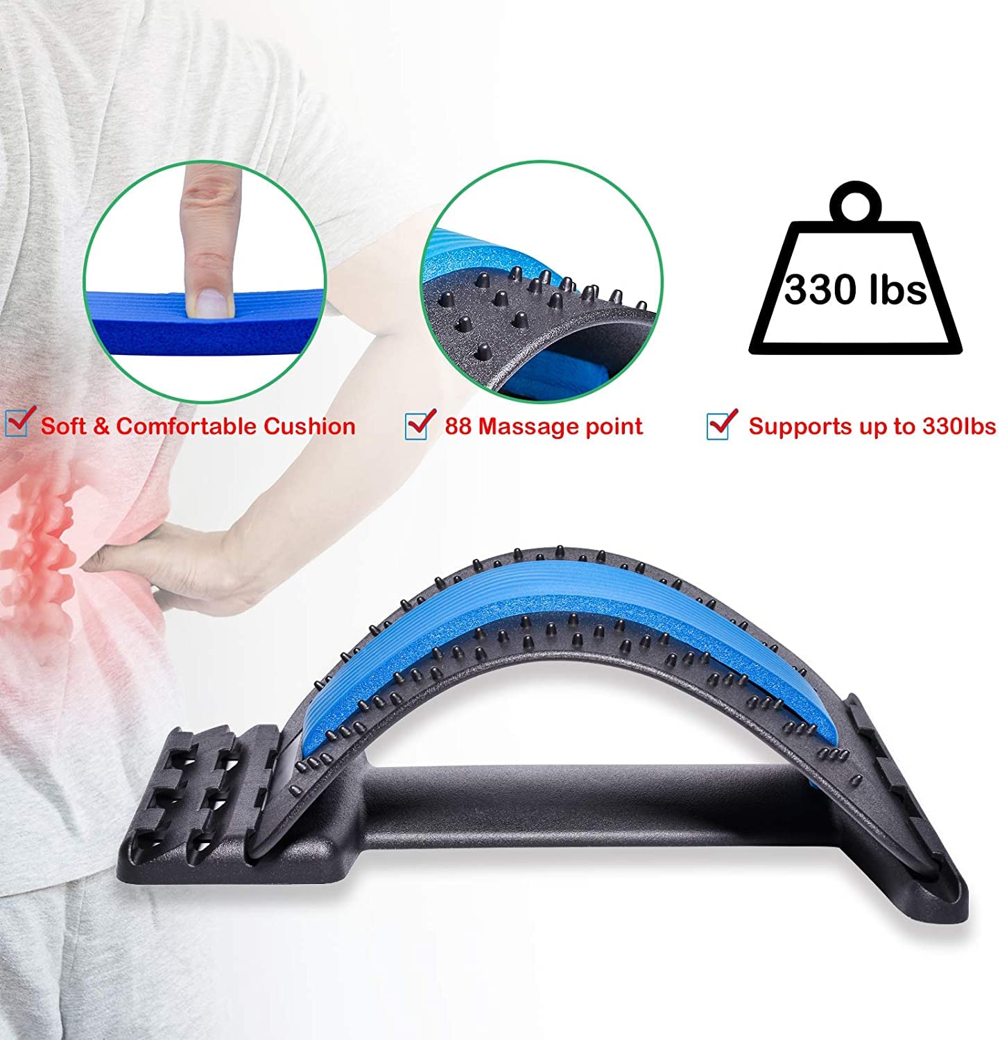 Back Stretcher, Back Massager, Upper and Lower Spine Stretching Arch