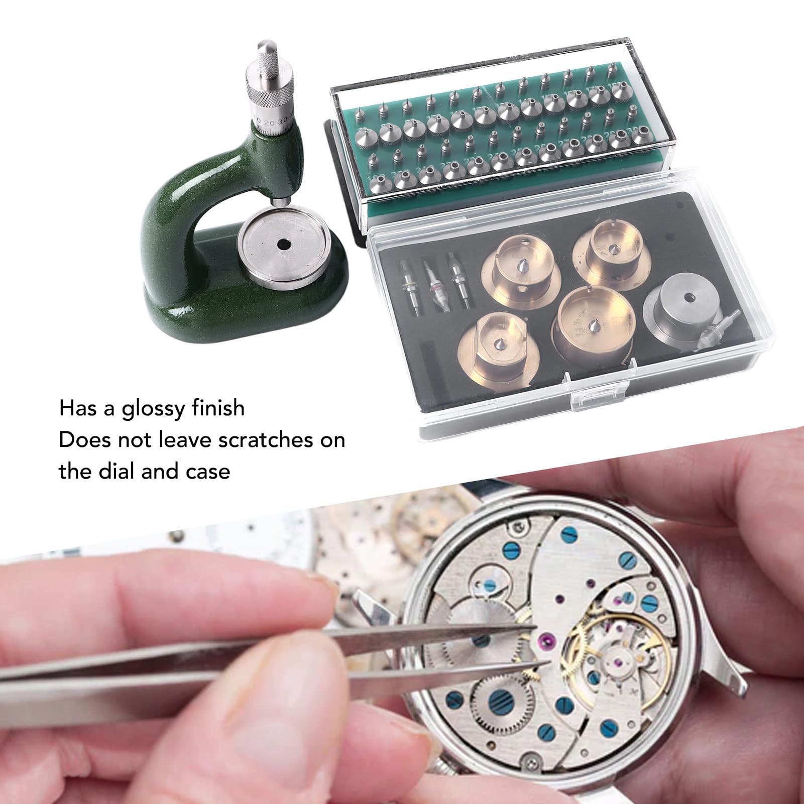 Herramienta De Joyería De Relojero con Tornillo Micrométrico De 48 Piezas, Kit De Herramientas De Prensa Manual De Reloj De Aleación De Aluminio con Mango Ergonómico