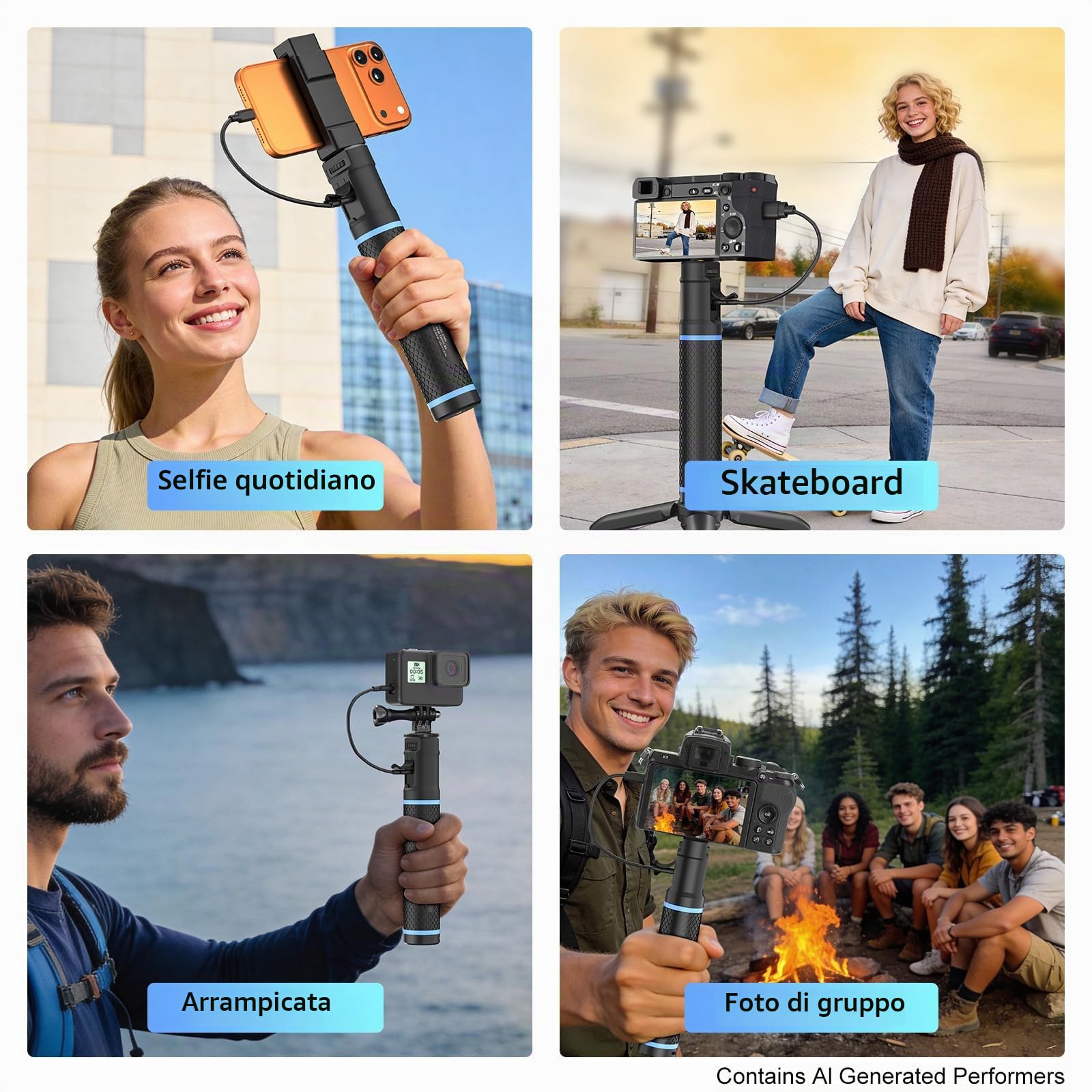 Newmowa 10000mAh Impugnatura Power Bank Treppiede per Action Camera & Phone | Ricarica Rapida PD/QC, Impugnatura Power Bank Portatile per GoPro Hero DJI Action Camera Insta360 Fotocamera Digitale & Phone