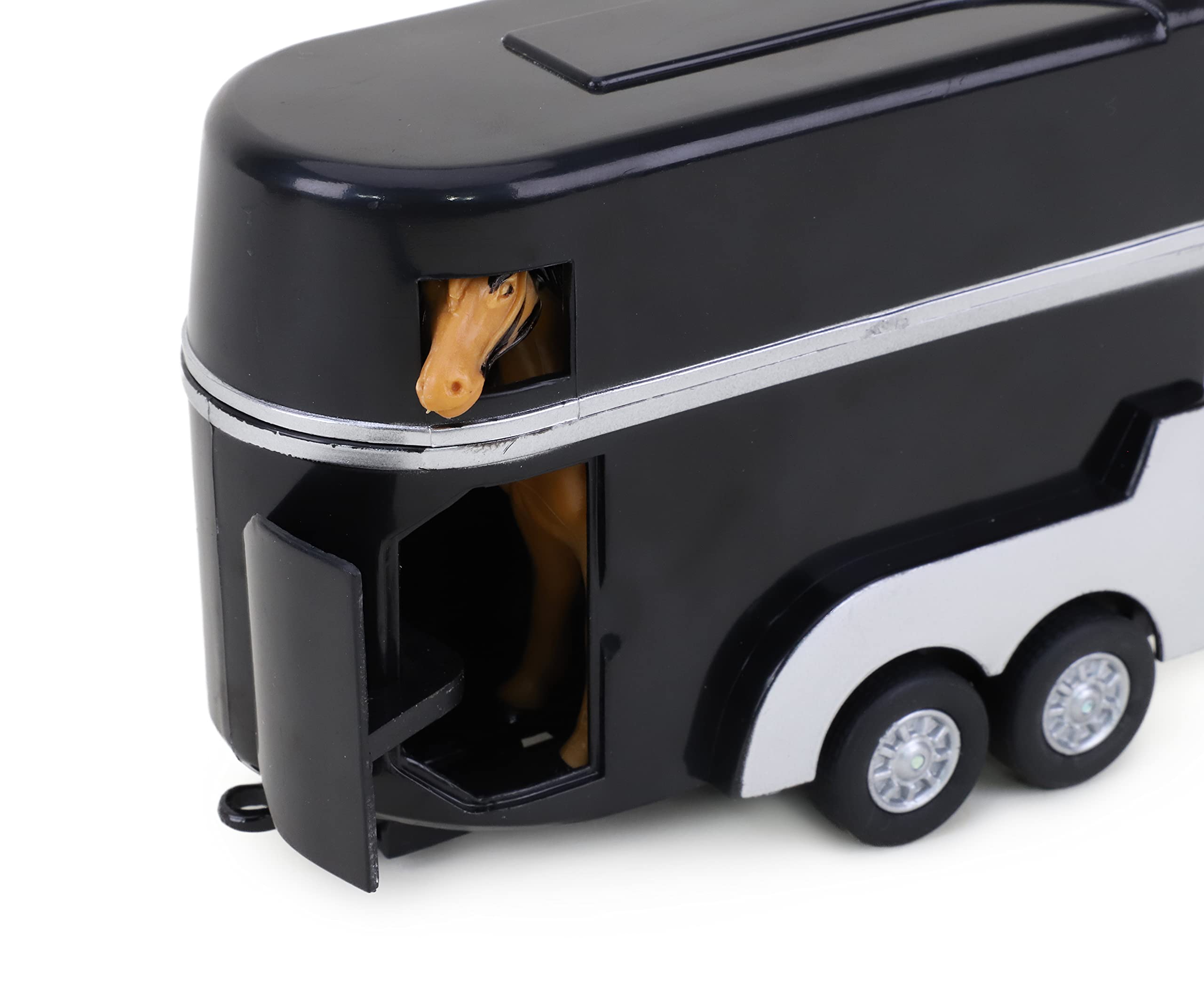 Toyland Landrover Toy Model With Horse Box Including 2 Horses - Diescast Metal - Farm Vehicles - BLACK - Image 4