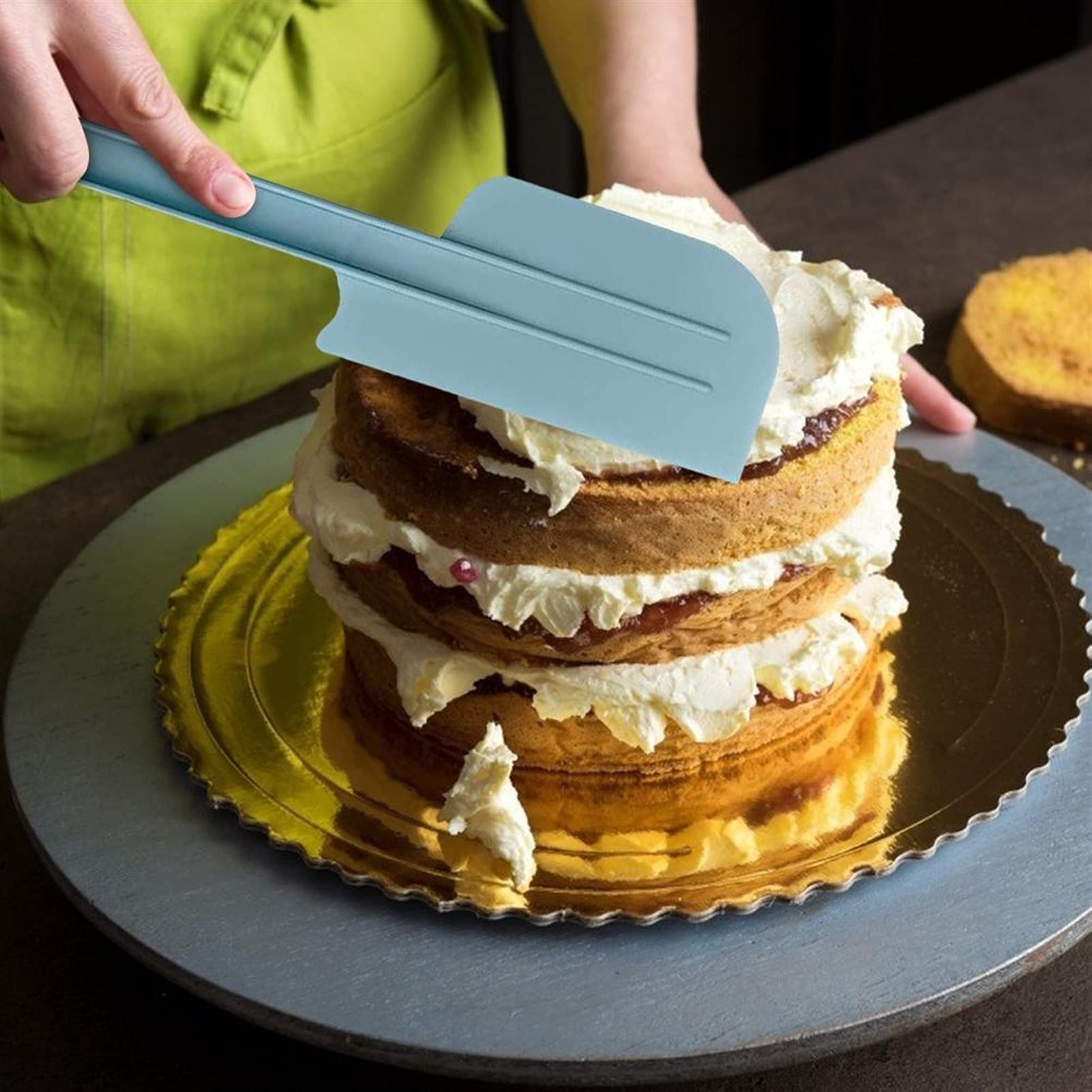 Espatula Cocina Espátula de plástico de 2 Piezas Crema de manija Suave Espátula Decoración de Pastel de espátula Espátulas de Cocina para cocinar, Hornear y Mezclar Espatula Reposteria