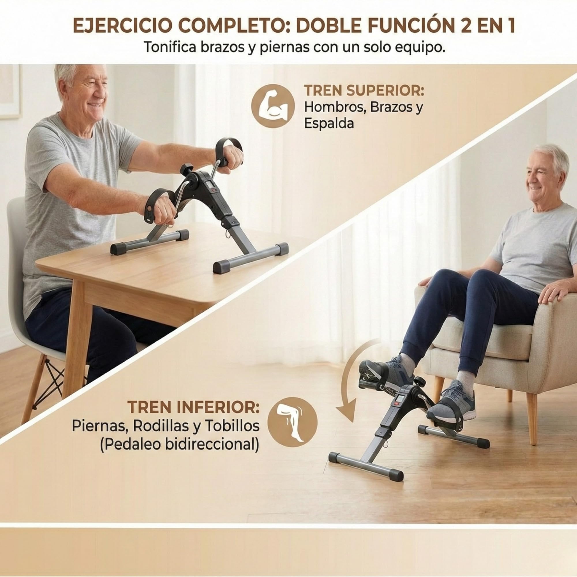 Pedali statici anziani con schermo LCD – Mini cyclette pieghevole che aiuta la circolazione, pedalatore con resistenza regolabile per ginnastica passiva ed esercizio domestico