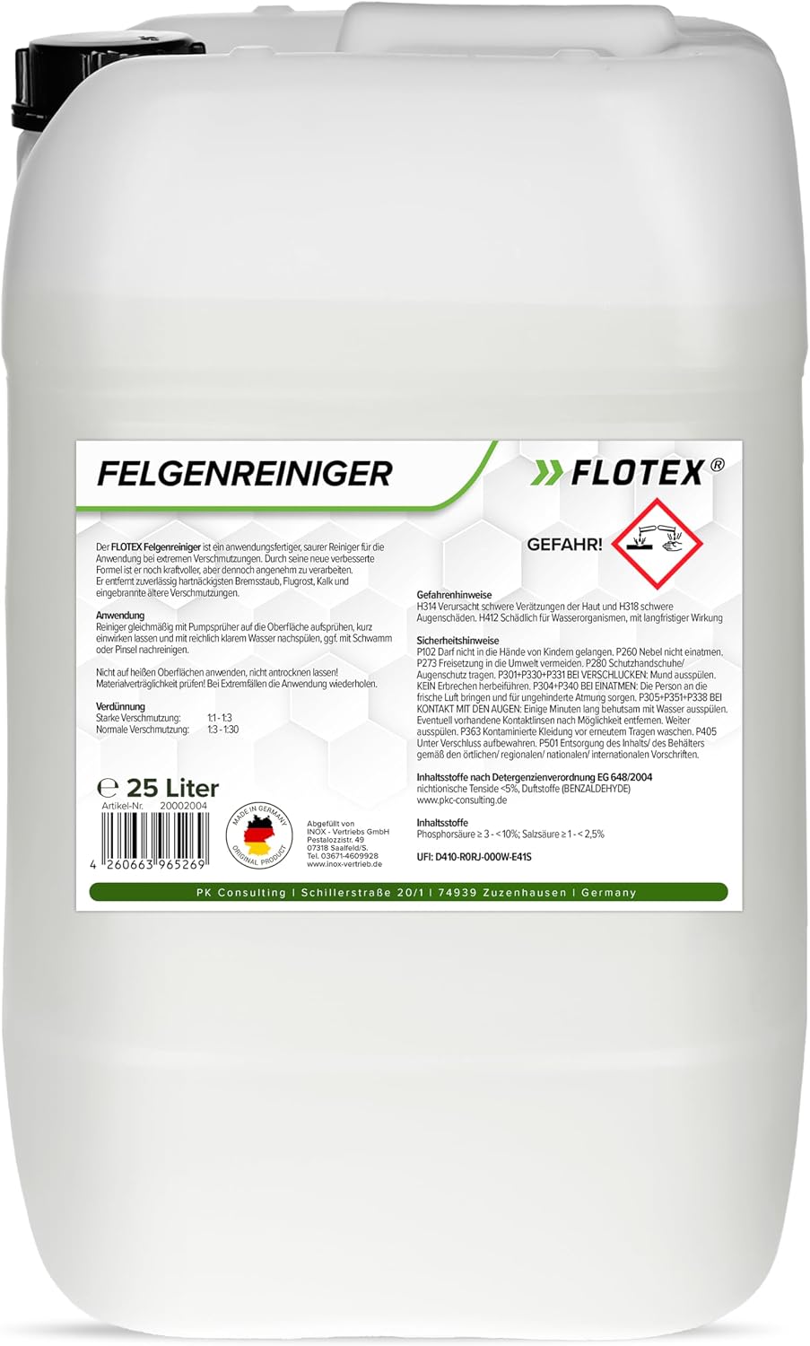 Rim Cleaner for Car & Motorcycle 25 L Acid Rims Cleaner Effective Against Brake Dust Flight Rust & Stubborn Dirt Rim Cleaner Alloy Wheels & Steel Rims Made in Germany