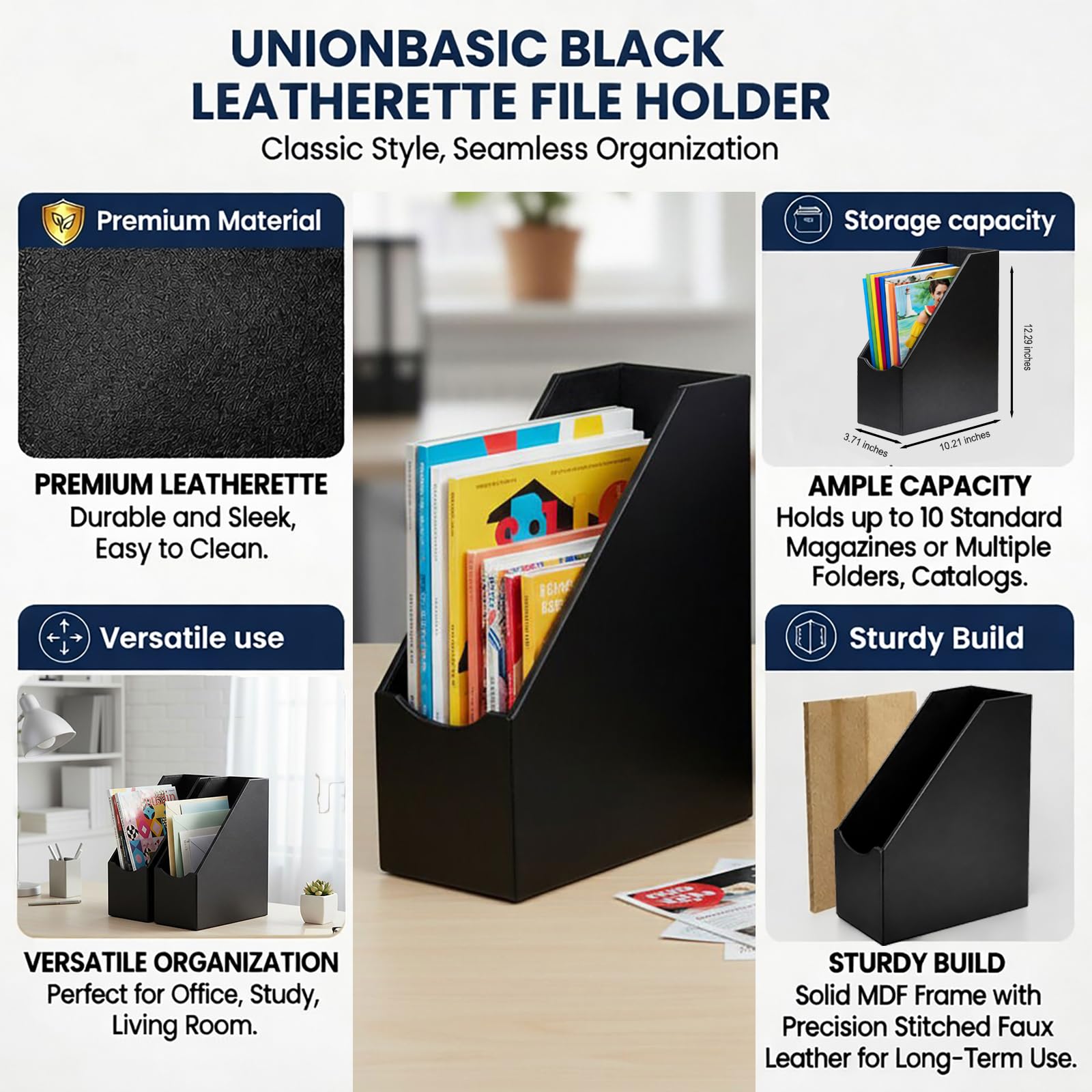 UnionBasic Office - Portadocumenti per documenti, colore: Nero