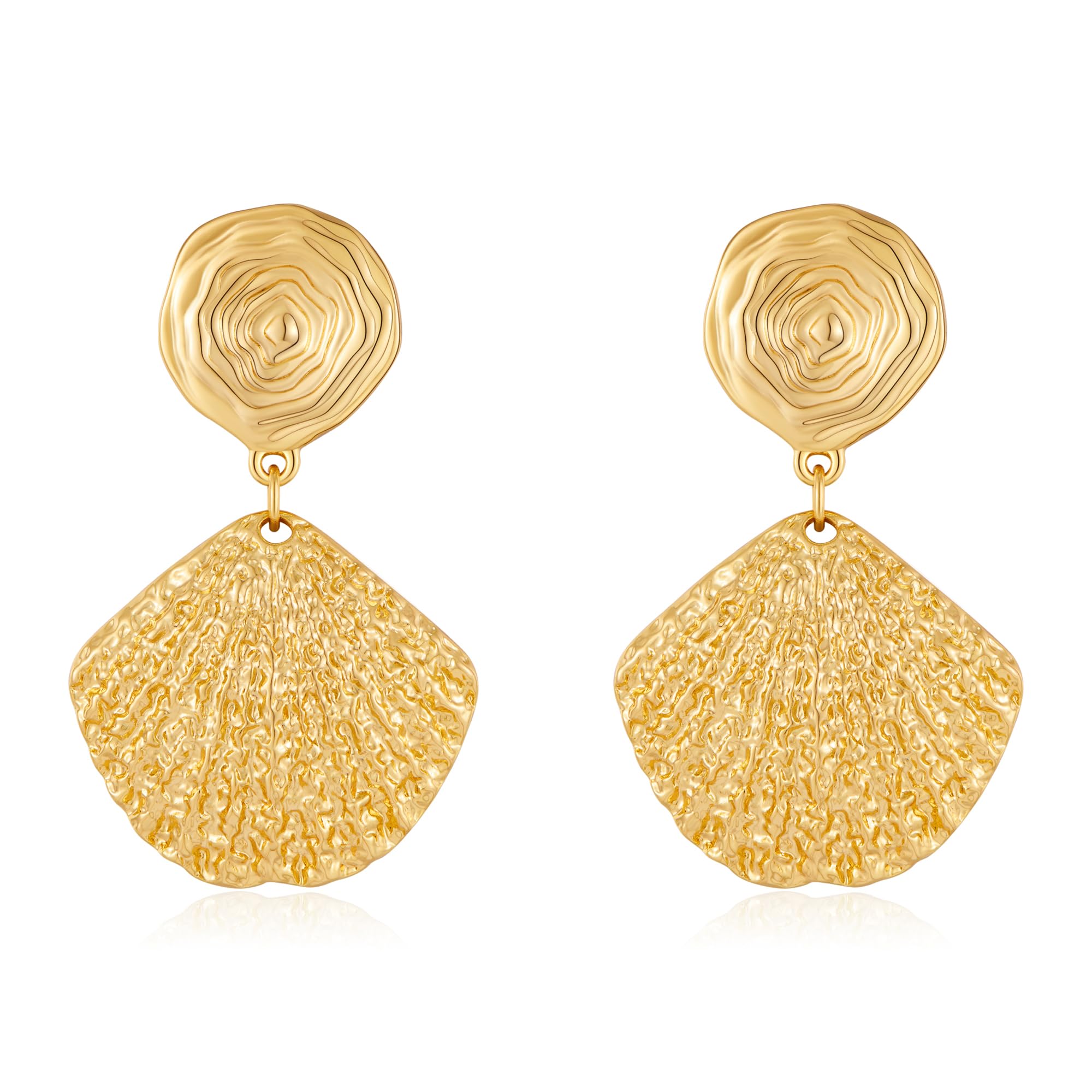 RAUCHBE Gold/Silver Shell Dangle Earrings for Women Seashell Drop Dangle Earrings Ocean Beach Earrings Summer Jewelry