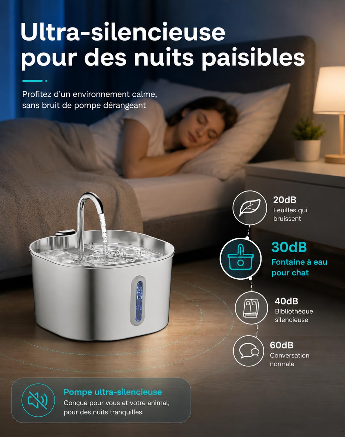 Feliflow - 2026 Nouveau Fontaine à Eau pour Chat FéliFlow, Distributeur Boisson Chien Ultra Silencieux avec Filtre Charbon, Nettoyage Facile pour Hydratation Saine Domicile