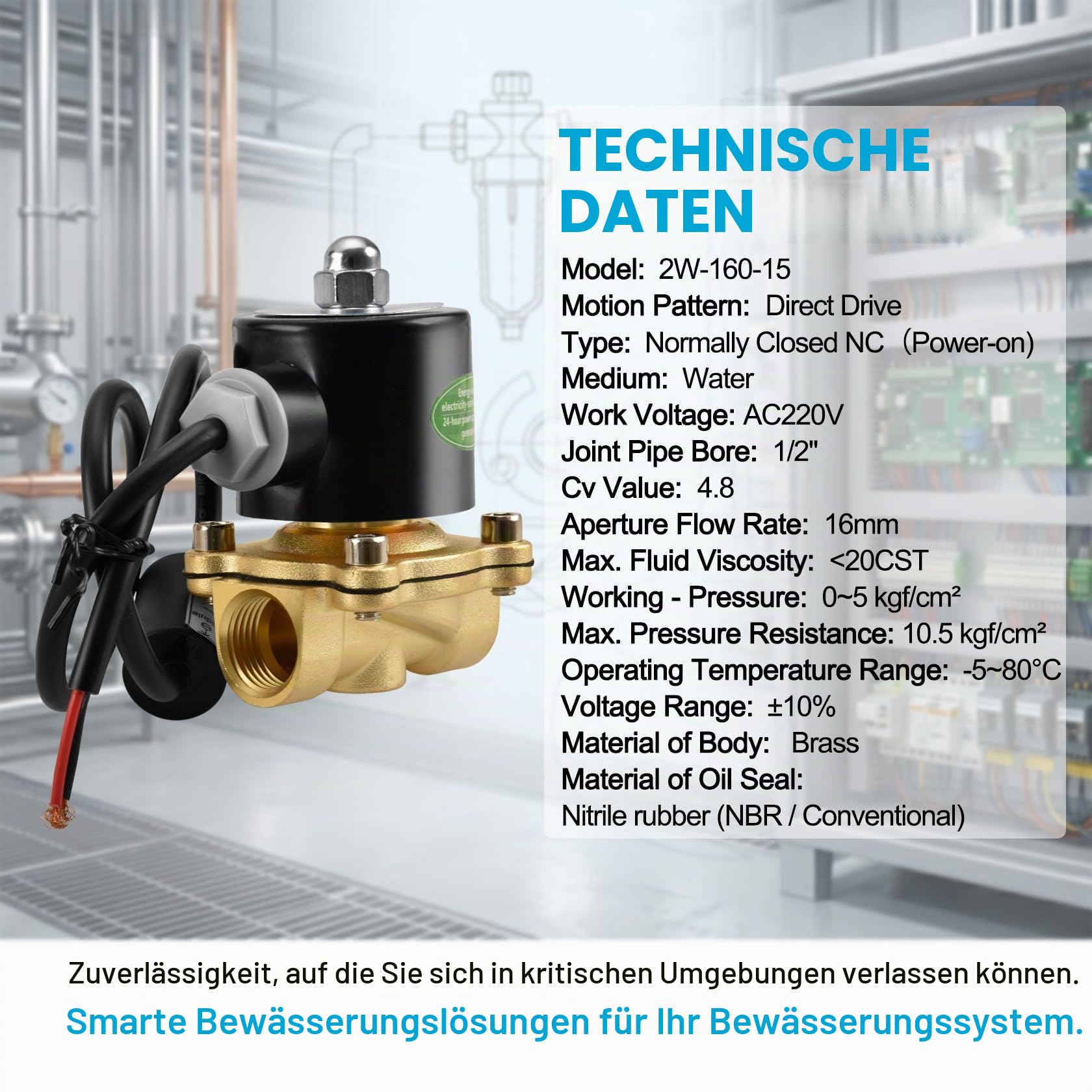 Heschen Messing Elektrisches Magnetventil, 2W-160-15J, 1/2 Zoll, AC220V, Direct Action Wasser Air Gas Normalerweise geschlossen Ersatz-Ventil