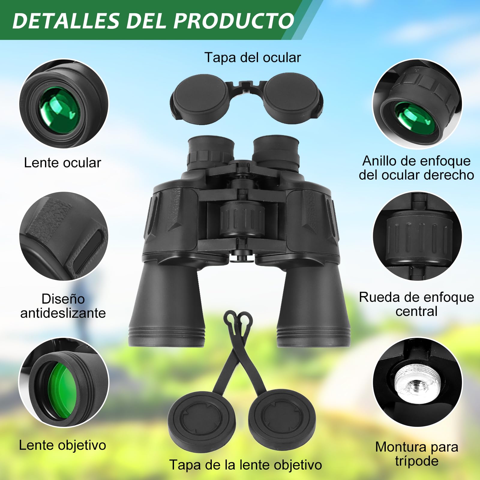 Binóculos Profissionais 20 x 50 para Adultos Prisma BaK4 e Lentes FMC,Compacto Binóculos Poderosos para observação de pássaros, caça e jogos desportivos,inclui Adaptador,alça e pano de limpeza