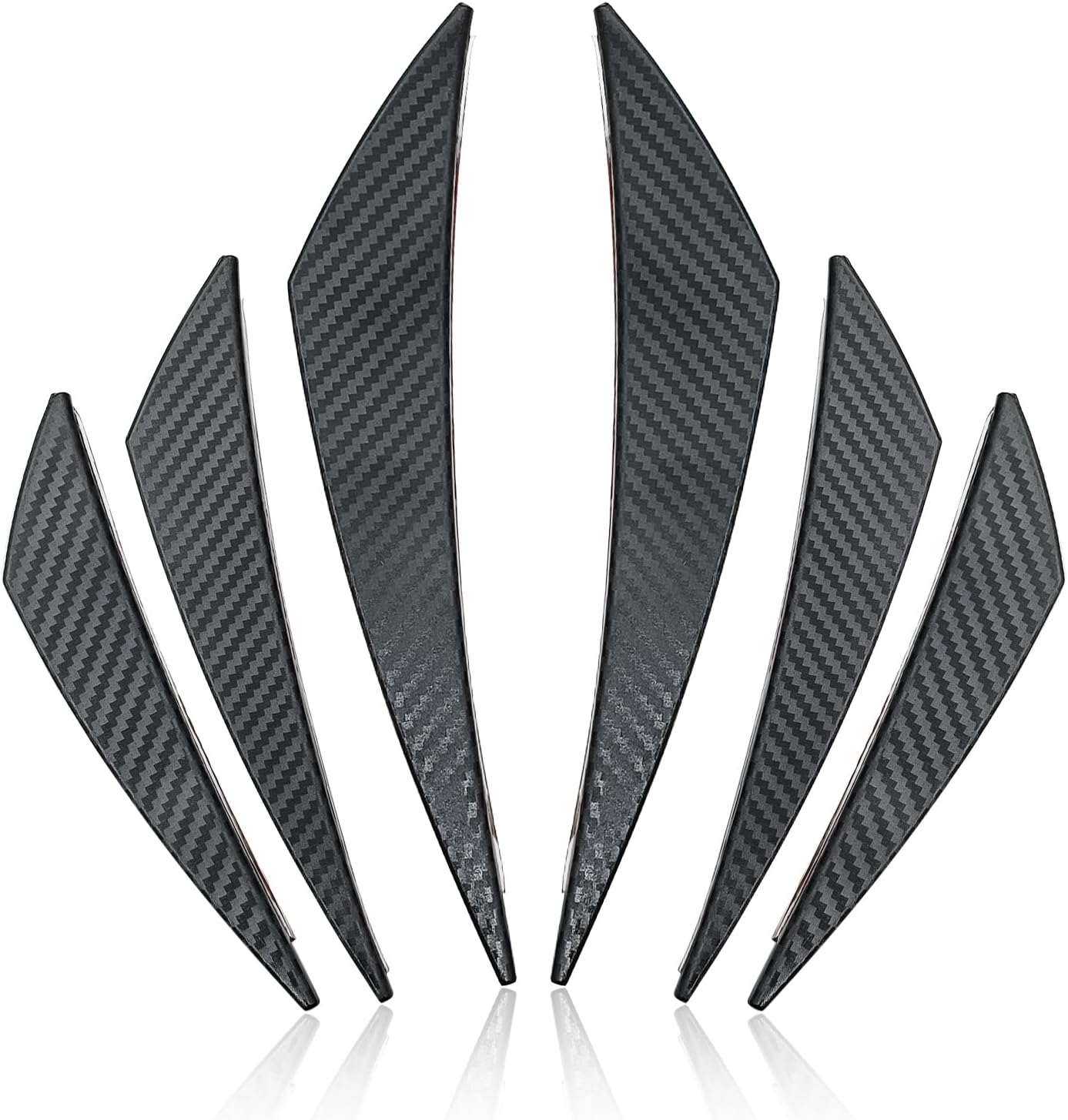 6 PCS Car Front Bumper Lip Splitter Kit, Self-Adhesive Body Anti-Collision Diffuser, Soft Rubber Anti-Collision Decoration, Car Spoiler Canards Kit, General Motors (Carbon Fiber Black)