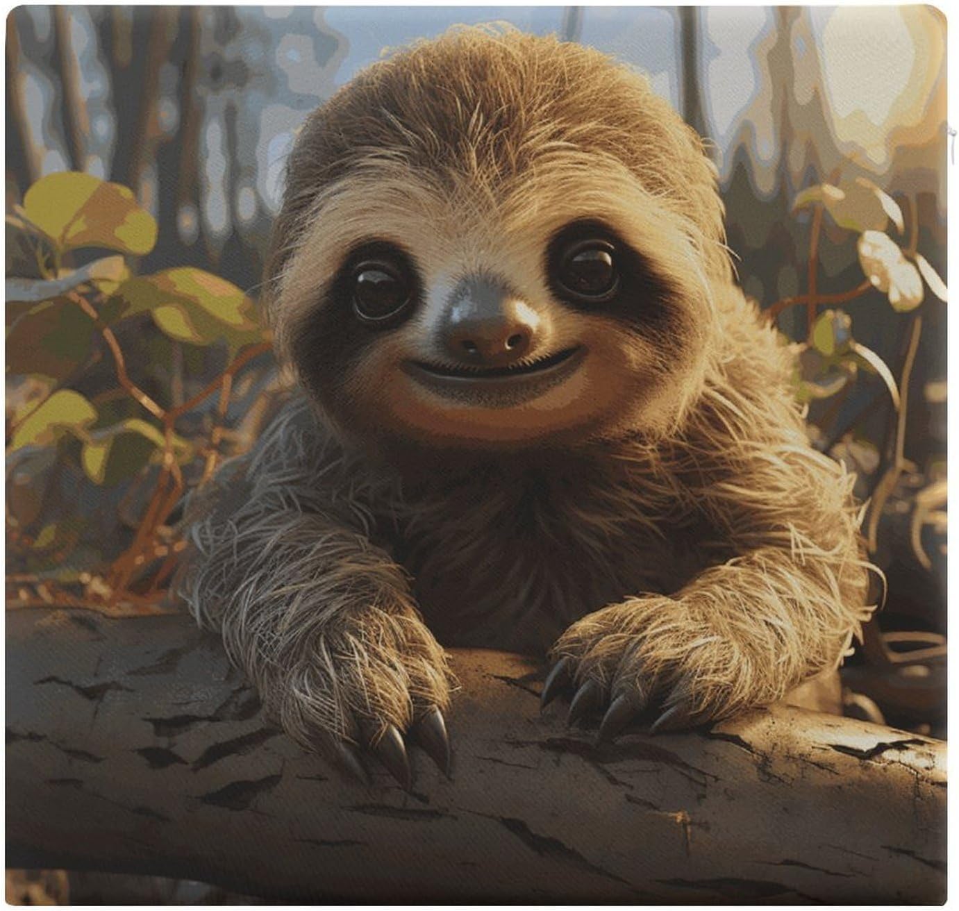 Cartoon Cute Sloth Chair Cushion Memory Foam Breathable Chair Pads Square Large Pillows Seating Comfort Meditation Floor Pillow Car Seat Cushion for Indoor/Outdoor Chairs