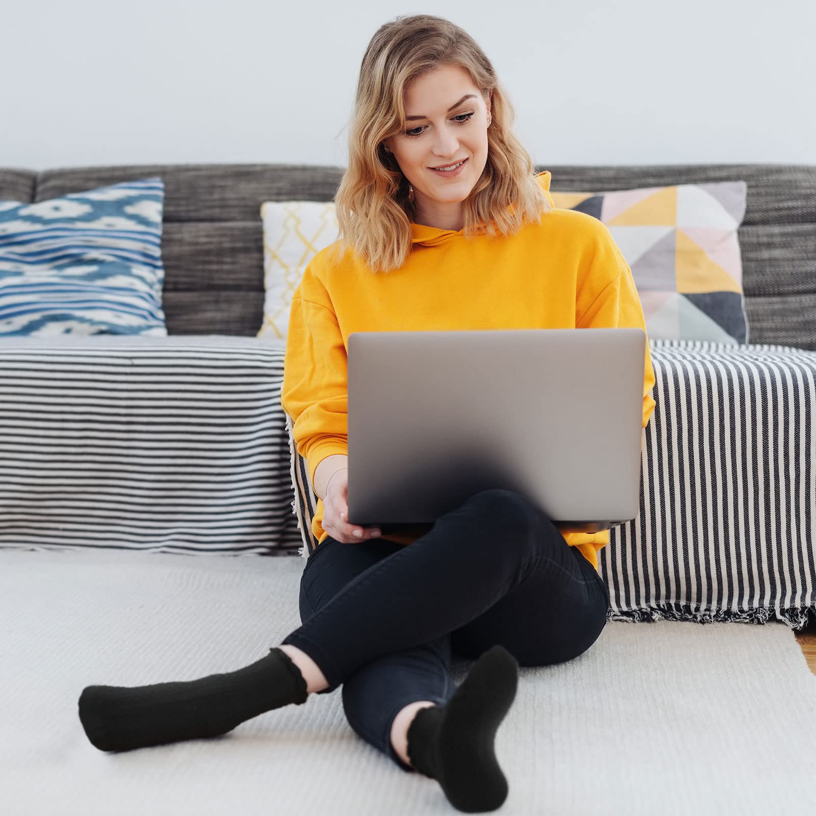 Geyoga 5 Pairs Ankle Ruffle Socks for Women Cute Cotton Soft Breathable Cool Crew Frilly Plush Socks: Black, White, Cream White, Beige, Brown