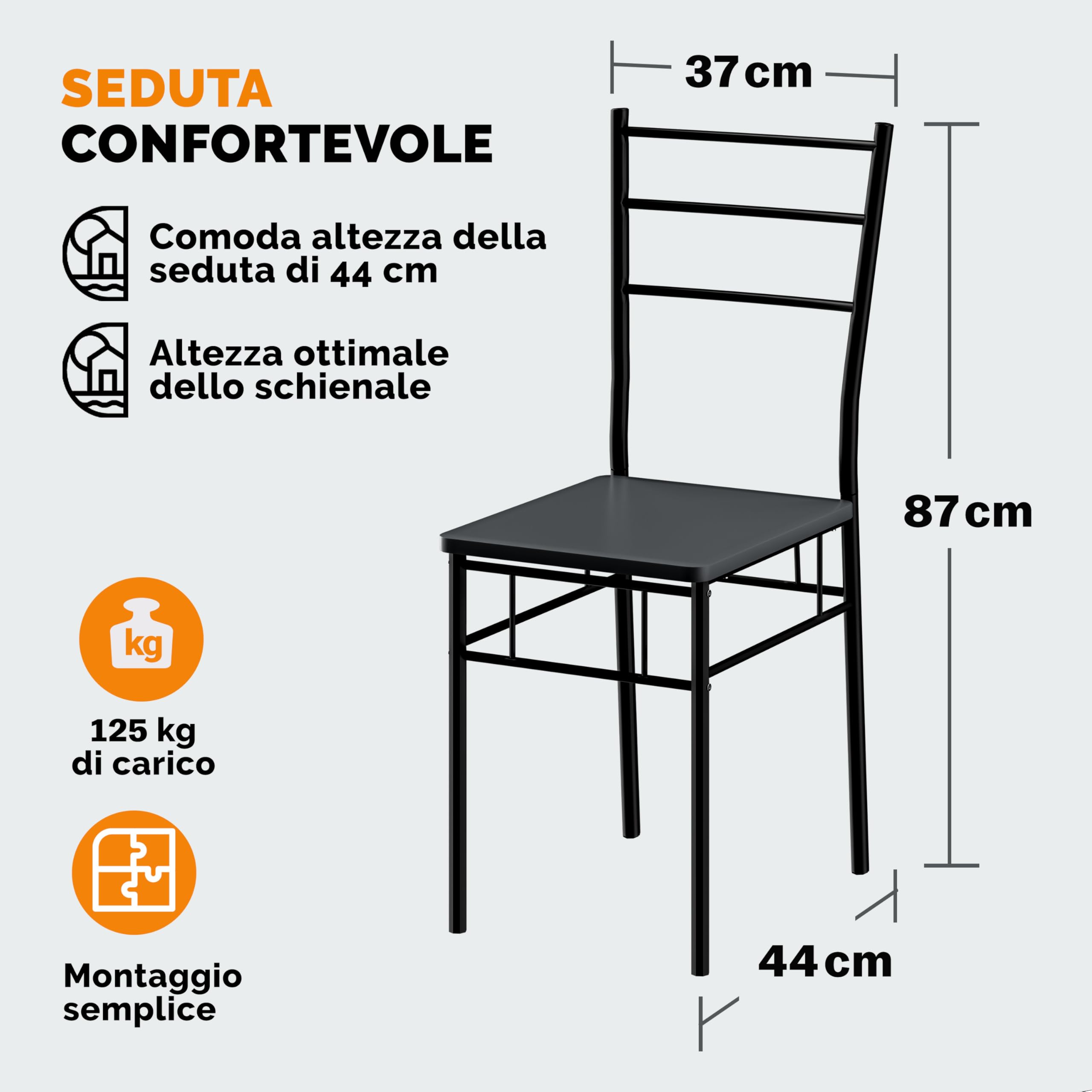 Casaria® Gruppo di Sedute Leo Set 5 Pezzi Tavolo da Pranzo con 4 Sedie Set di Mobili per Sala Cucina Soggiorno Salotto Set da Pranzo Tavoli Sedia