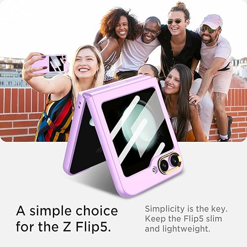 Miniatura 10 de Miimall Funda para Samsung Galaxy Z Flip 5 con protector de pantalla, textura ultra delgada al tacto de la piel, protector de pantalla de alta