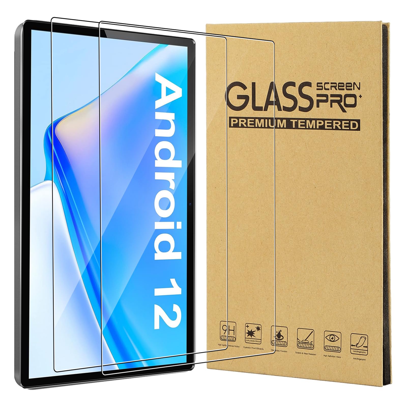 CONAPIKA Screen Protector for BRILLAR 10 Inches, Pack of 2, 9H Hardness, Anti-Scratch, Anti-Bubble, Tempered Glass Screen Protector, 2.5D HD Clear, High Sensitivity, Anti-Fingerprint Screen Protector