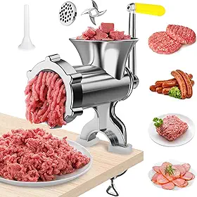 EKROTOK Moedor de Carne Manual Aço inoxidável, Moedor de Carne de Mesa e Máquina de Fazer Linguiça para Hambúrgueres Caseiros, Embutidor de Linguiça