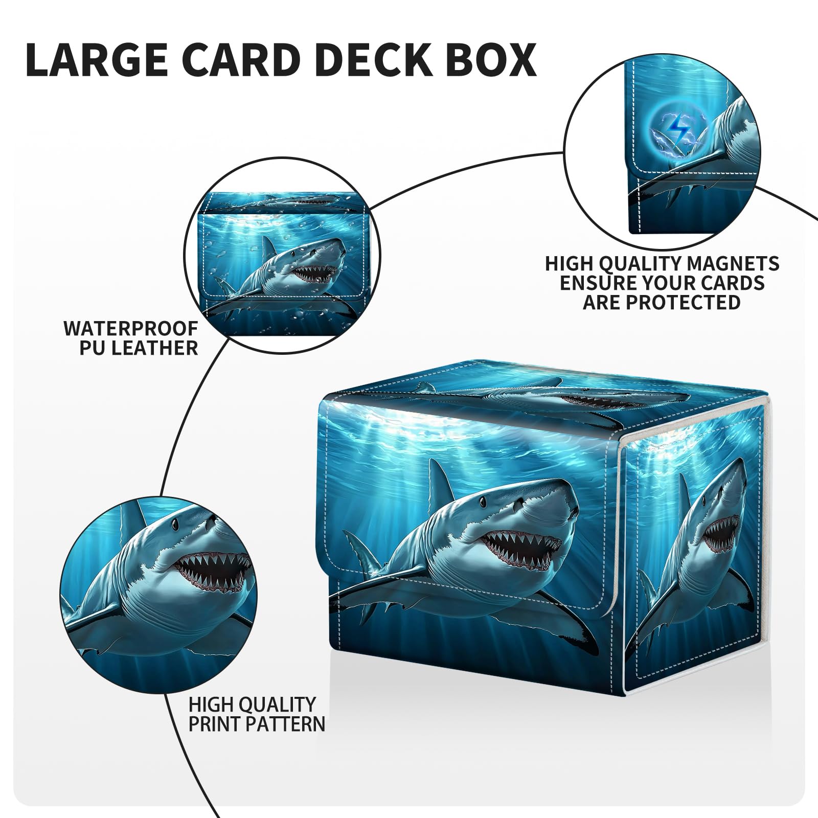shark card sleeves WZCJDHMJ Deck Box for MTG Cards Fits 100+ Single Sleeved Cards,Strong Magnetic Game Card Storage Box for MTG/TCG/CCG and other Trading Cards-Shark : Toys & Games Hawlucha Uncommon level identical Simorgh, Bird of Perfection Color:Royal Blue