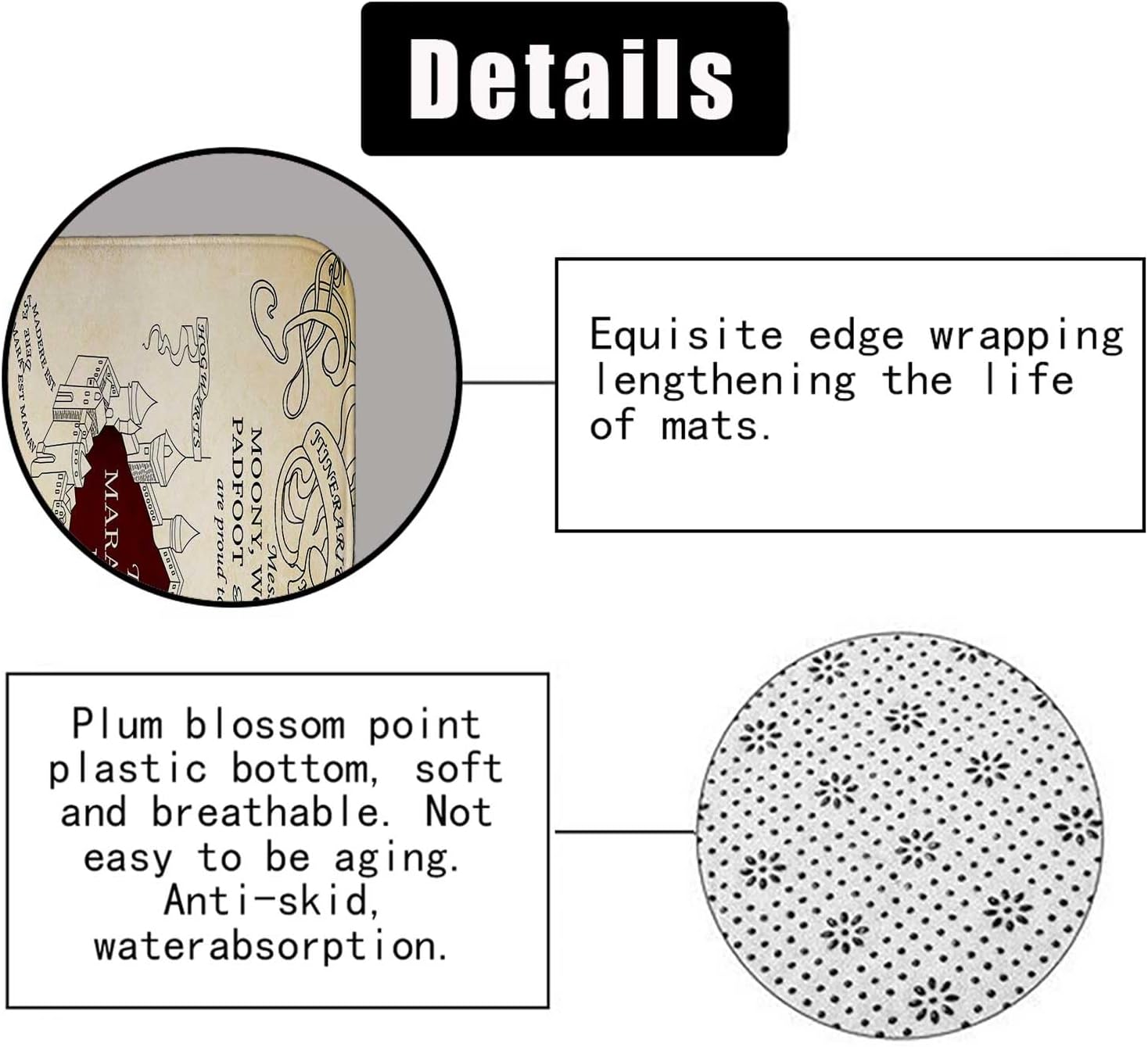4PCS Witchy Magical Shower Curtain Sets with Rugs, Marauder's Map Shower Curtain, Waterproof Fabric Beige Shower Curtain, Vintage Magic Map Castle Wizard Teen Boys Girls Kids Bathroom Decor