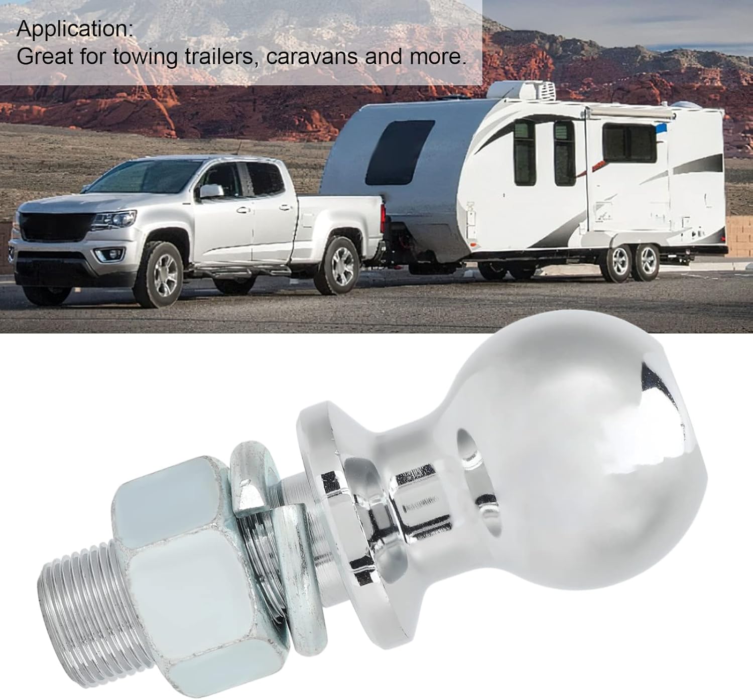 Trailer Hitch Ball Iron 6000LB, 2inch Diameter Towing Ball, Heavy Duty Hitch Ball with 1 X 2 1/8inch Shank, Compatible with 2in Coupler for Secure Towing of Trailers and Caravans