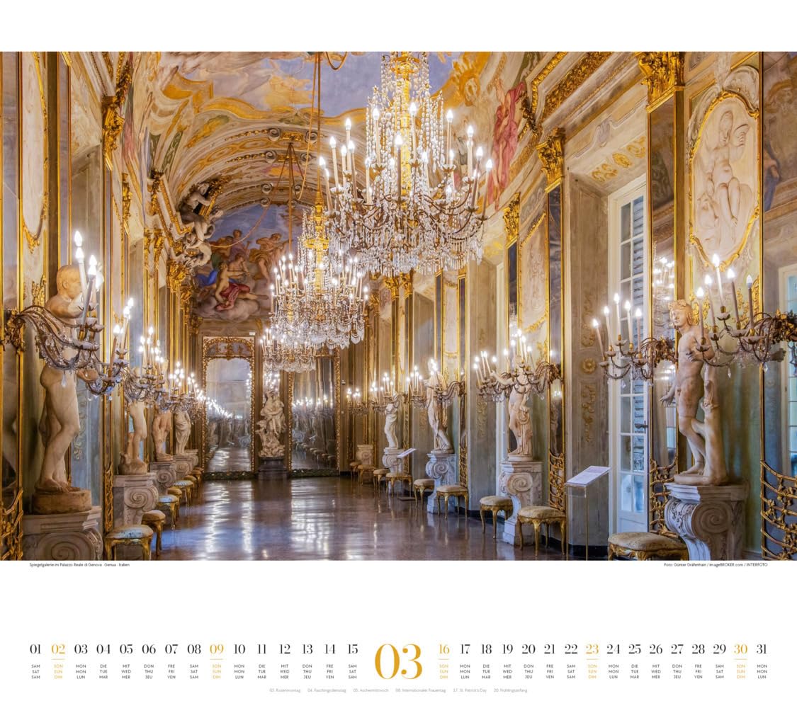 Paläste Kalender 2025, Wandkalender im Querformat (54x48 cm) - Architekturkalender - Schlösser - Adel - Könige und Königinnen