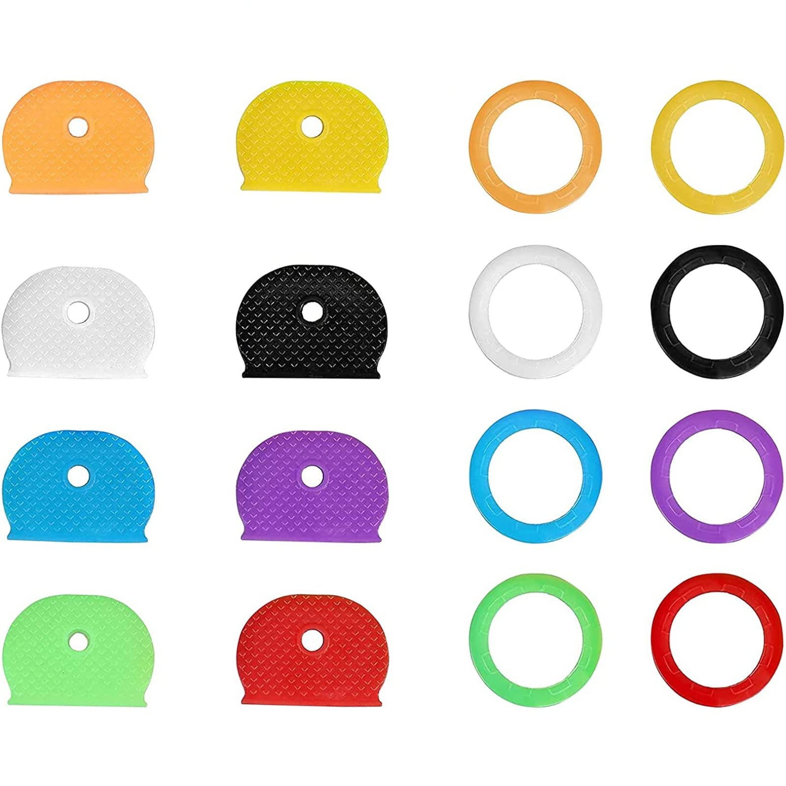 Jaffiust 16 Pcs Key Covers Caps, Soft Rubber Key Tags Silicone Case Protector Coloured Waterproof Key Caps, Key Identifier Coding Rings For Easy Identifying House Door Offices And Apartments Keys