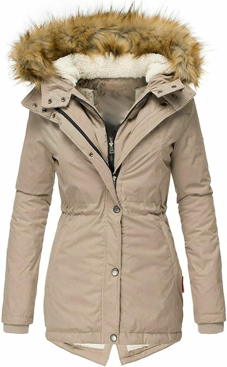 ZBYY Womens Quilted Winter Coats Warm Fleece Lined Faux Fur Lined Hooded Zip Up Down Jackets Thicken Parka Outwear