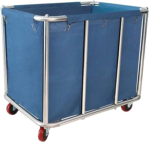 Graywlof Carrito de lavandería comercial con ruedas, carrito de lavandería grande de 11.35 bushel, cesta de lavandería comercial de acero inoxidable