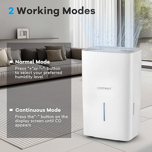 Miniatura 3 de COSTWAY Deshumidificador Energy Star de 150 pintas con bomba, 7000 pies cuadrados deshumidificador portátil para sótanos con 2 modos y 3 velocidades