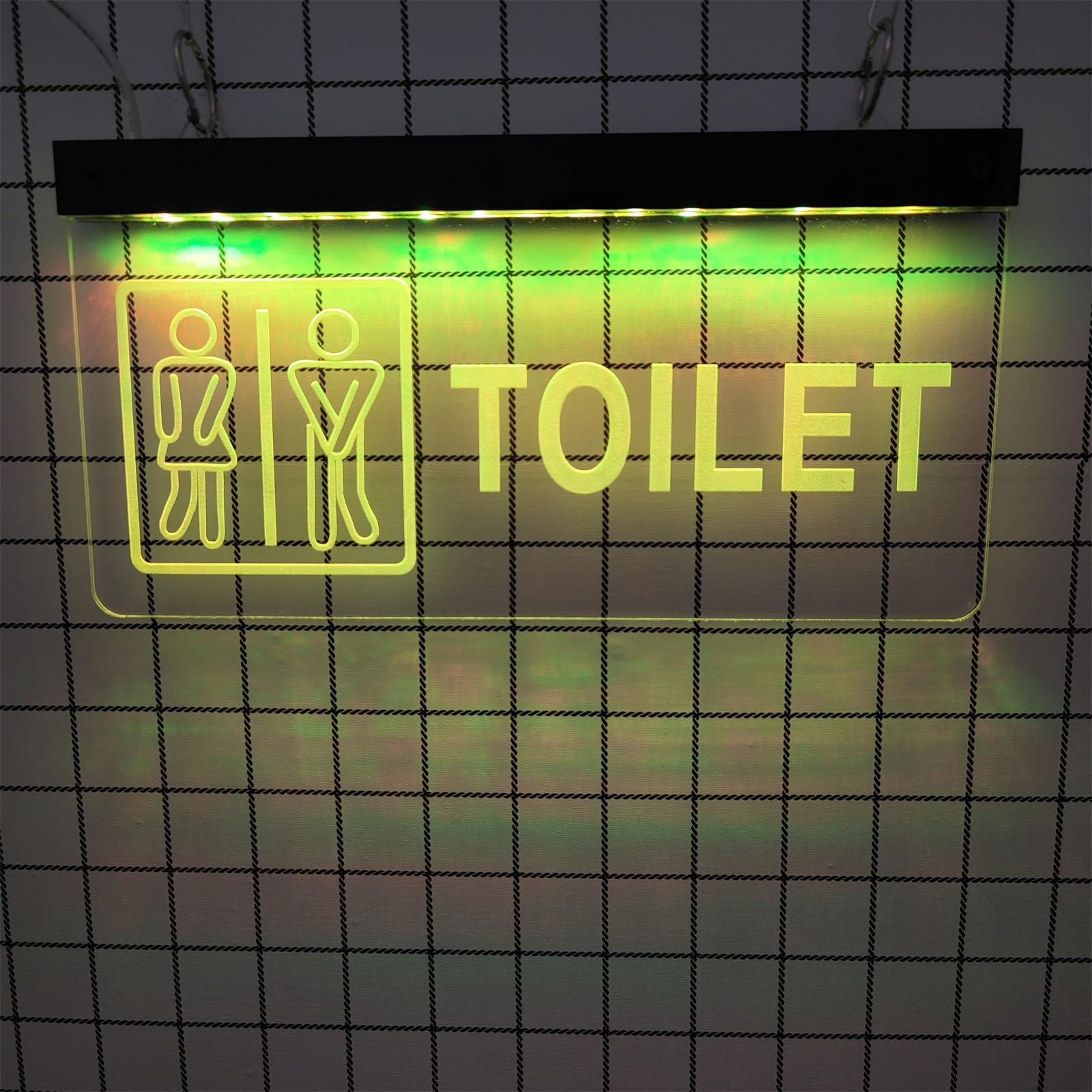 KEYQEEN Toilet Neon Sign, Restrooms 3D Carving Acrylic Neon Lights for Washroomwall Decor LED Luminous Signs, 30X15cm,Yellow