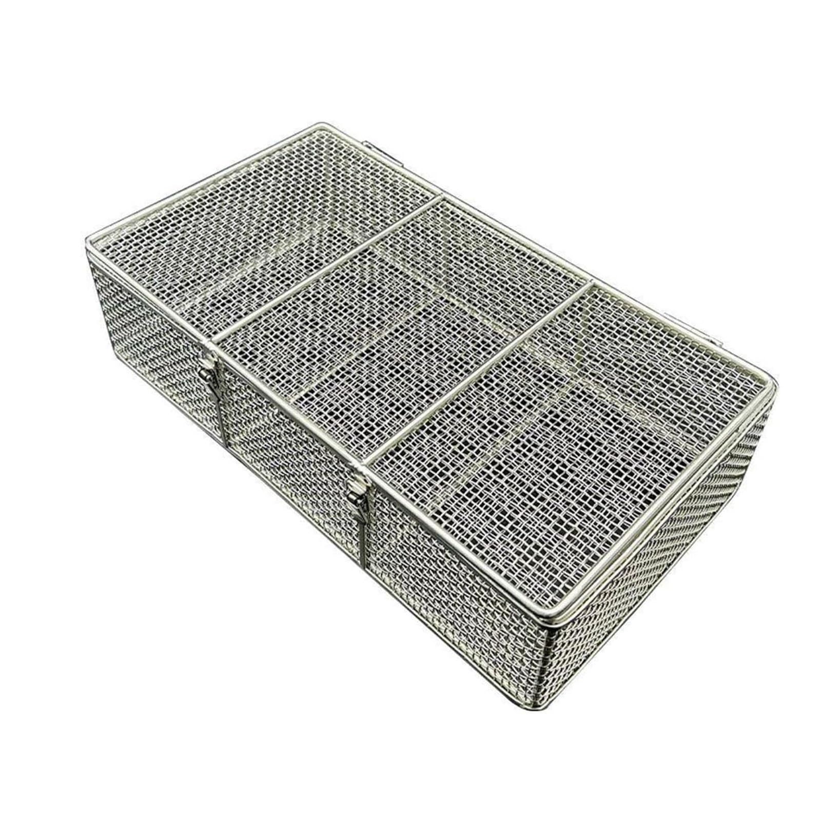 Cesta de operación para instrumentos médicos con tapa, bandeja de malla de acero inoxidable para hospitales y clínicas dentales, diseño duradero con pestillo