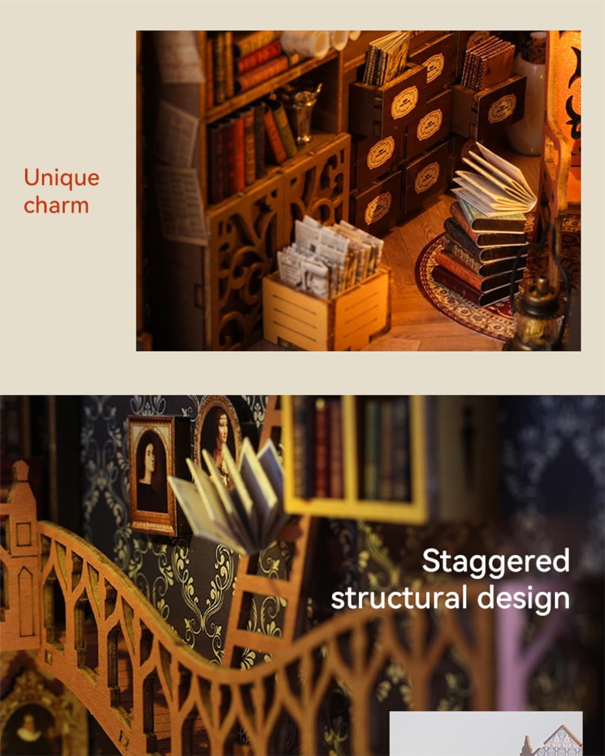 DIY Miniature Book Nook Dollhouse Room Kit for Teens and Adults-Magic Library