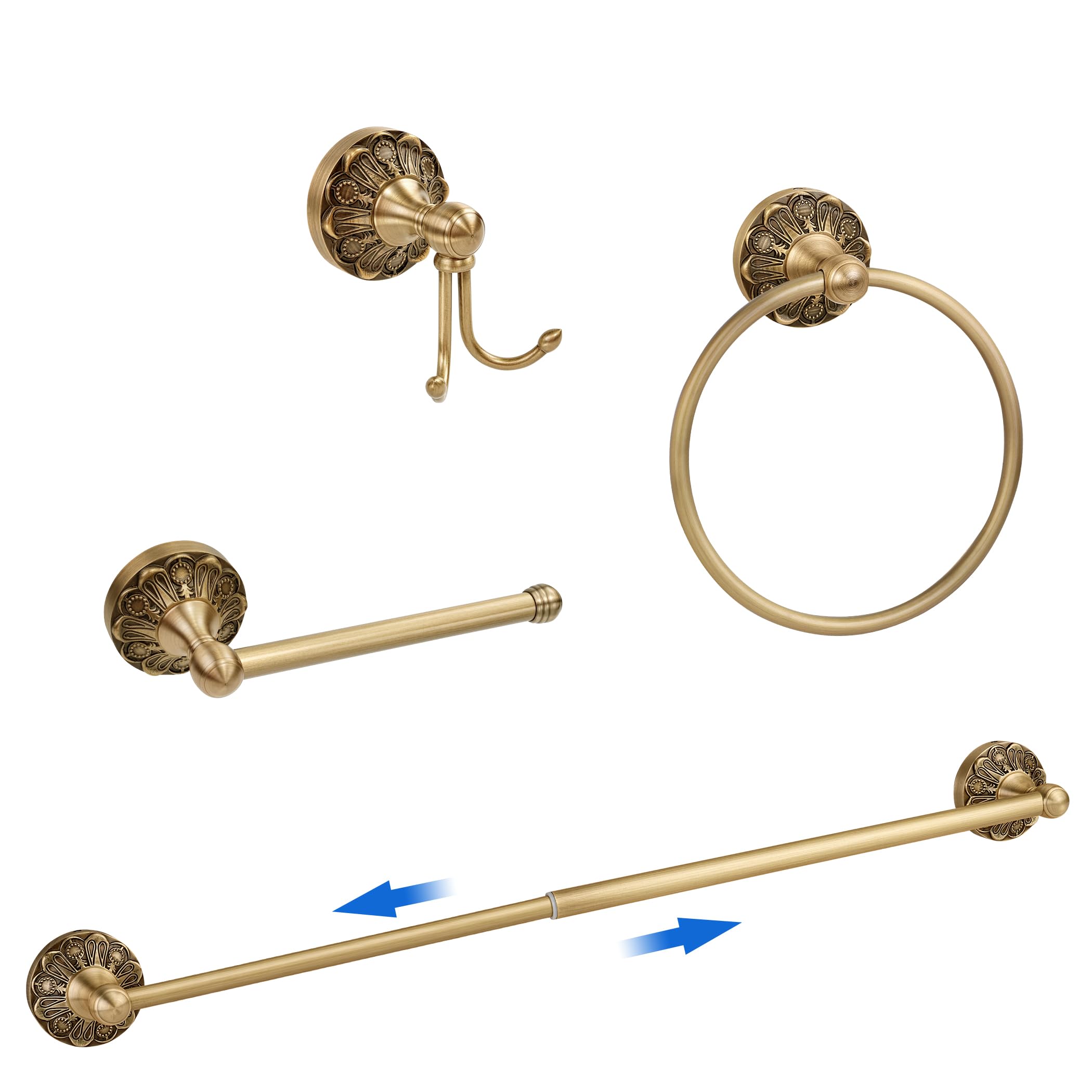Antique Brass Toilet Paper Holder Towel Ring, Brass Towel Holder Toilet Paper Roll Holder, Rustic Vintage Oval Towel Rack Bathroom Accessories Set Hardware 2 Pieces Farmhouse Wall Mounted — Amazon image 12