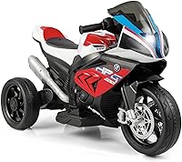 Costzon BMW Licensed 12V Kids Electric Ride-On Motorcycle - 3 Wheels, LED Headlights, Horn, Music, MP3/USB, Safe Toddler Toy for Boys Girls (Deep Red)