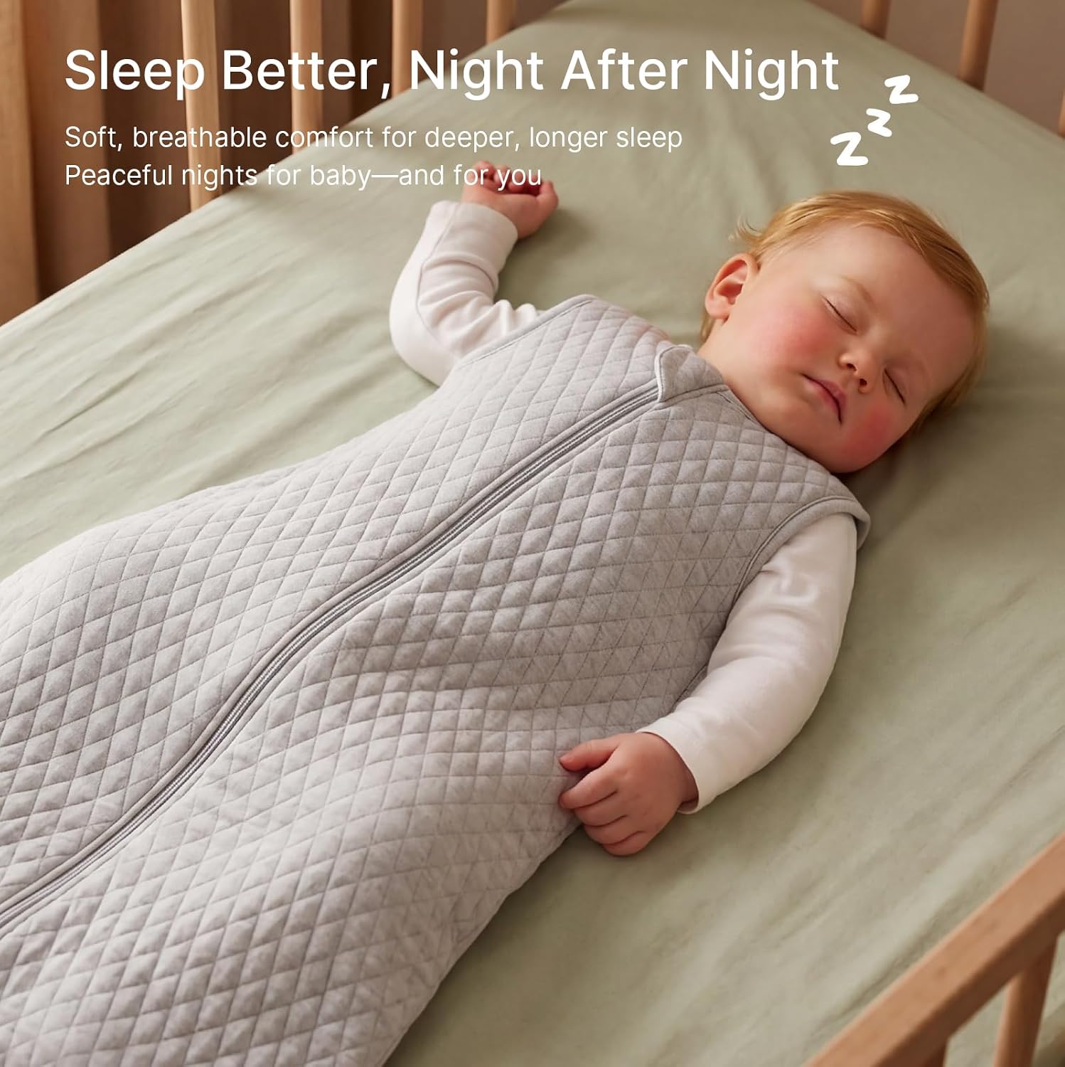 Baby Sleep Sack 0-6 Months 1.0 Tog 100% Cotton Toddler Sleep Sack,Diamond Quilted Breathable Soft All Year Wearable Blanket for Toddler and Infant