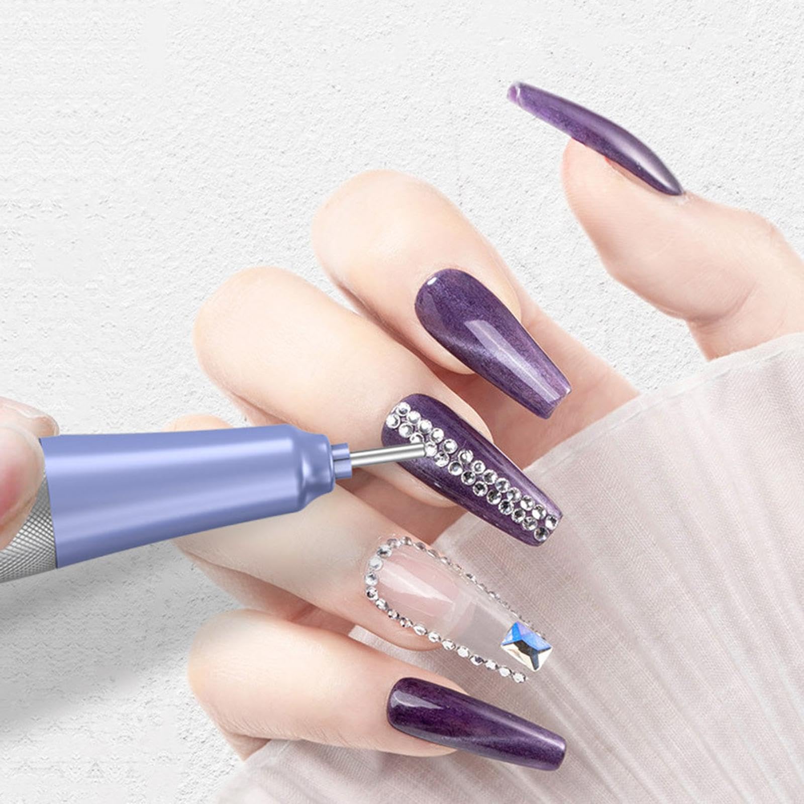 Lima de Uñas Portátil, Lima de Uñas Eléctrica, Lijadora de Uñas para El Hogar, Violeta