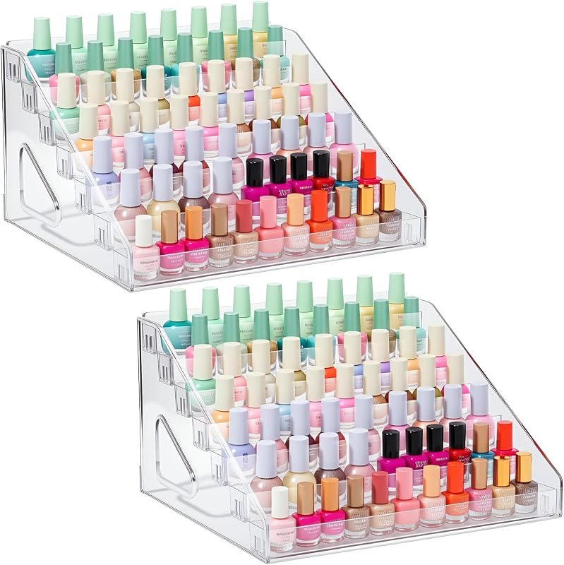 Organizadores transparentes para esmaltes e cosméticos, 7 compartimentos, 2 unidades