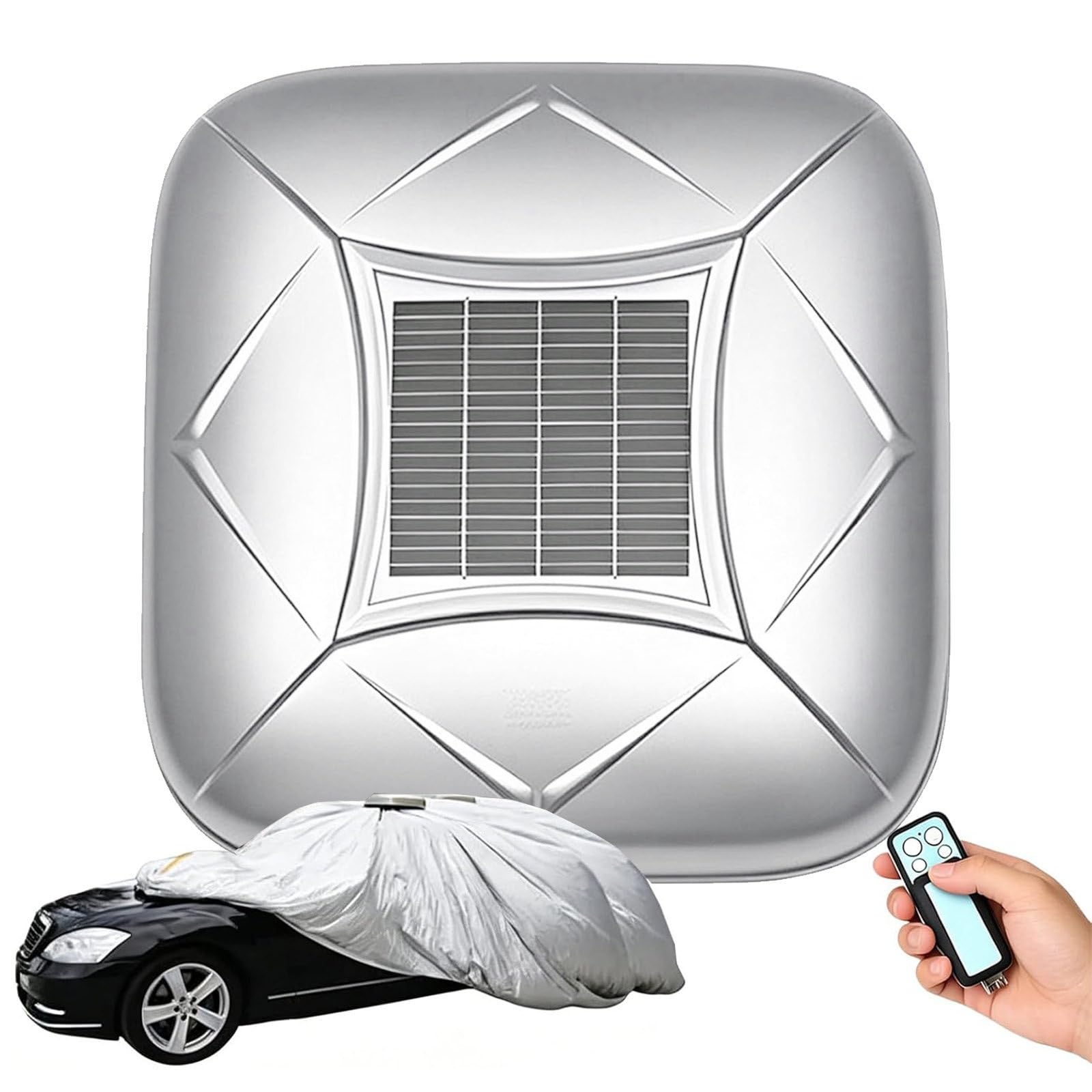 AETEREOS Solar Fully Automatic Car Cover, Sunproof Sun Shade Canopy Universal Movable Carport, uick and Convenient to Protect Your Car, Fit for Sedan, SUV, MPV Silver-2L