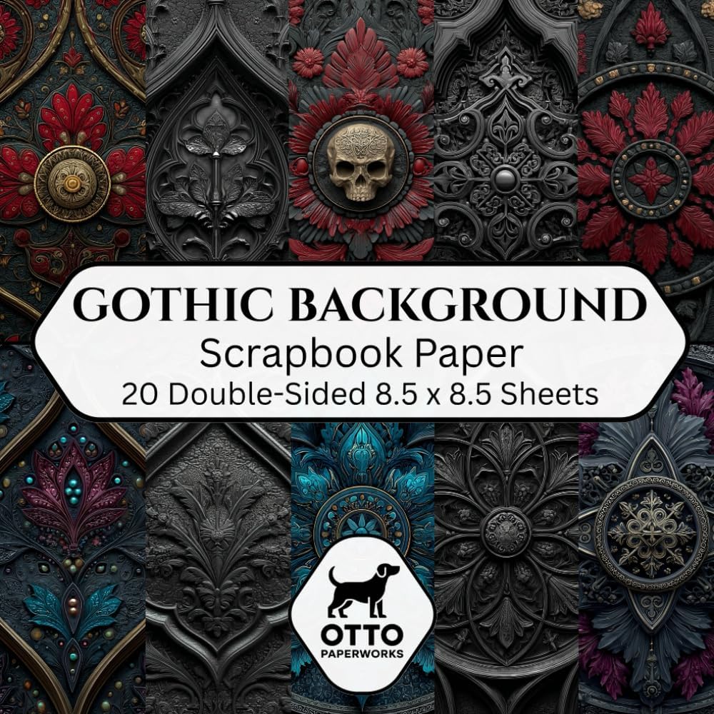Gothic Background Scrapbook Paper: Double-Sided Craft Paper for Scrapbooking, Junk Journals, Card Making, Origami, DIY Projects and Mixed Media