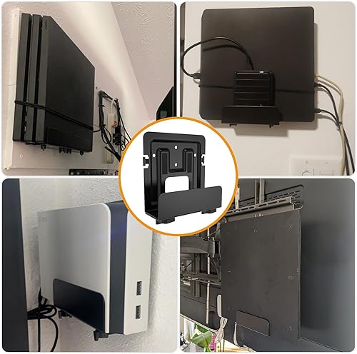 Miniatura 7 de Soporte para caja de cable, soporte para módem, soporte de pared ajustable para dispositivos pequeños y anchos, compatible con reproductores