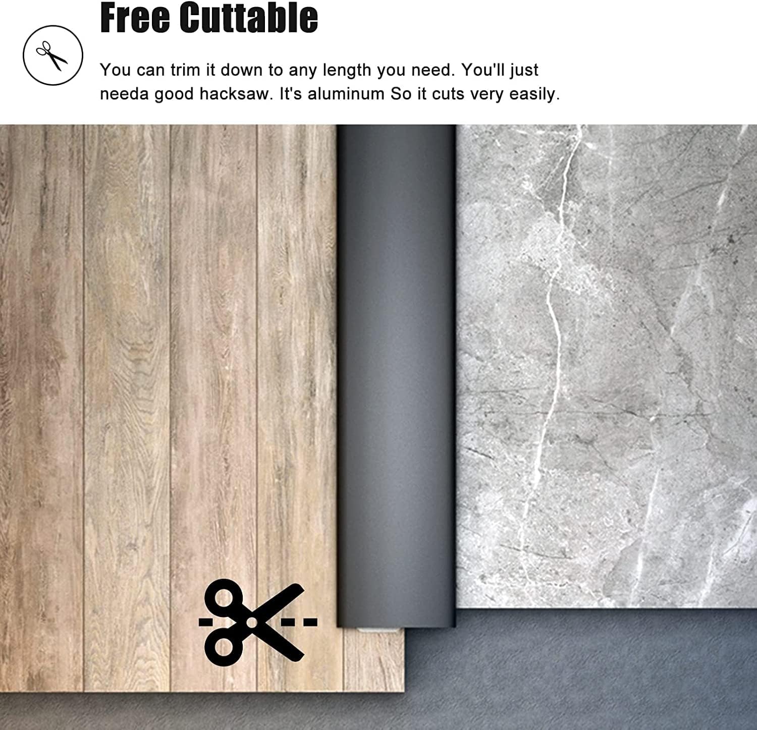 Floor Transition Strip Walkers Entry Ramp, Narrow Floor Transition Strip for Doorways, Lightweight Aluminum Flat Divider Strip Thresholds Reducer, for Floor Edge Trim, Easy to Install ( Color : Black