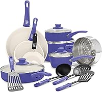 Vista 19 de GreenLife Soft Grip - Juego de utensilios de cocina de 16 piezas, cerámica antiadherente sin PFAS no tóxica, para freír, saltear, utensilios, tapas