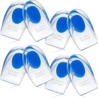 Wonderwin 8-Pack Large Gel Silicone Heel Cups & Lifts for Plantar Fasciitis, Achilles Tendonitis, Heel Spurs & Pain Relief - Men Women